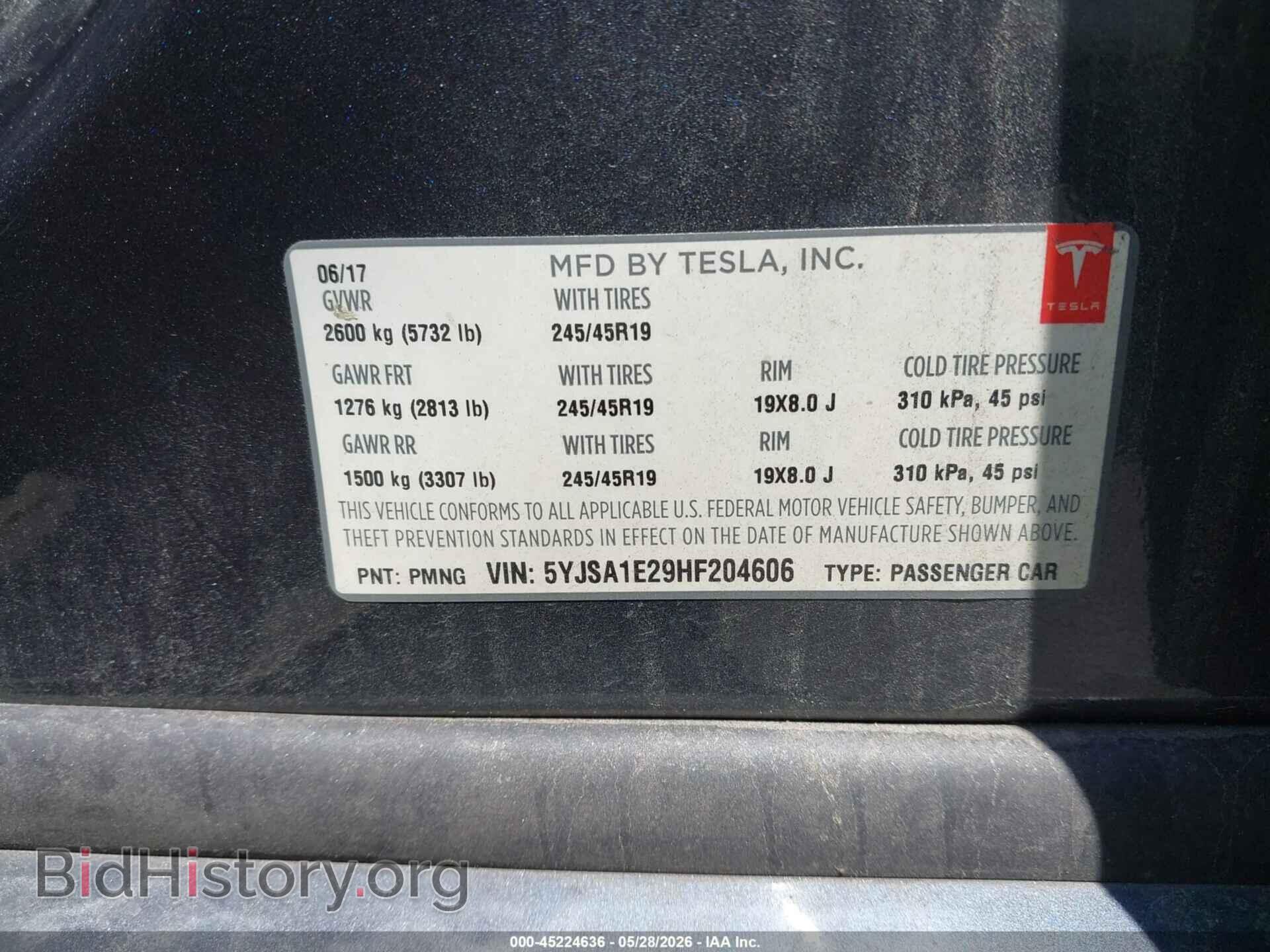 2017 TESLA MODEL S - VIN: 5YJSA1E29HF204606 - Photo 9