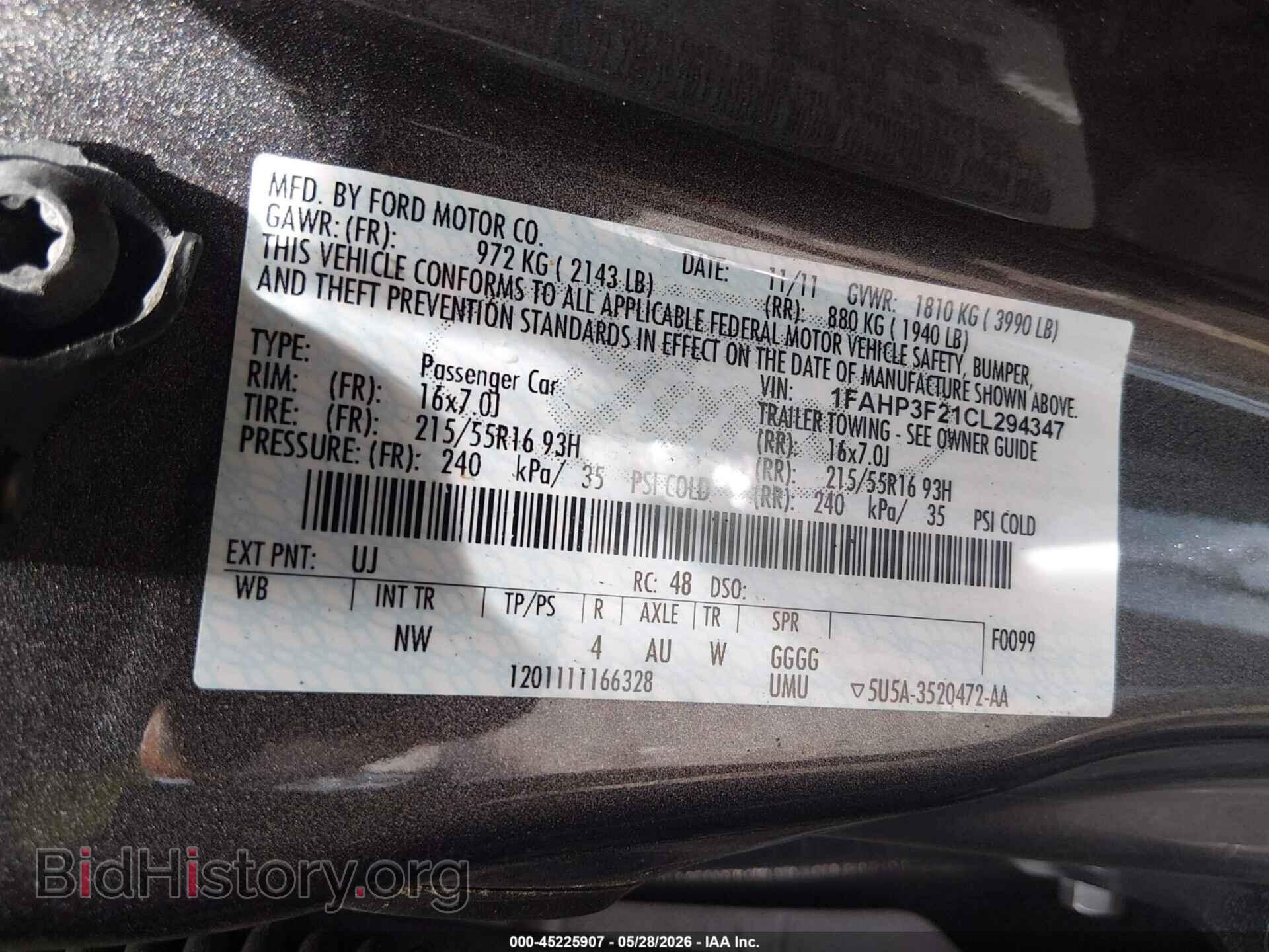 2012 FORD FOCUS - VIN: 1FAHP3F21CL294347 - Фото 9