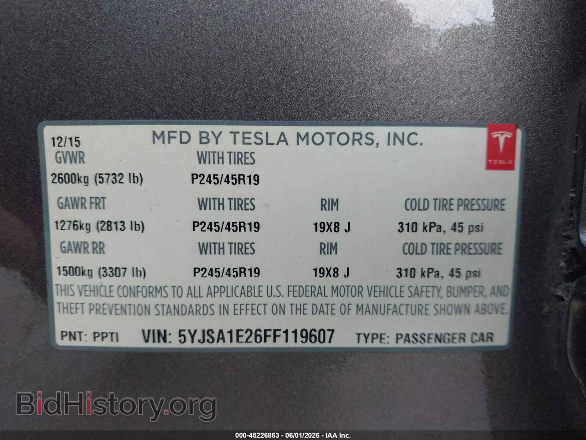 2015 TESLA MODEL S - VIN: 5YJSA1E26FF119607 - Photo 9