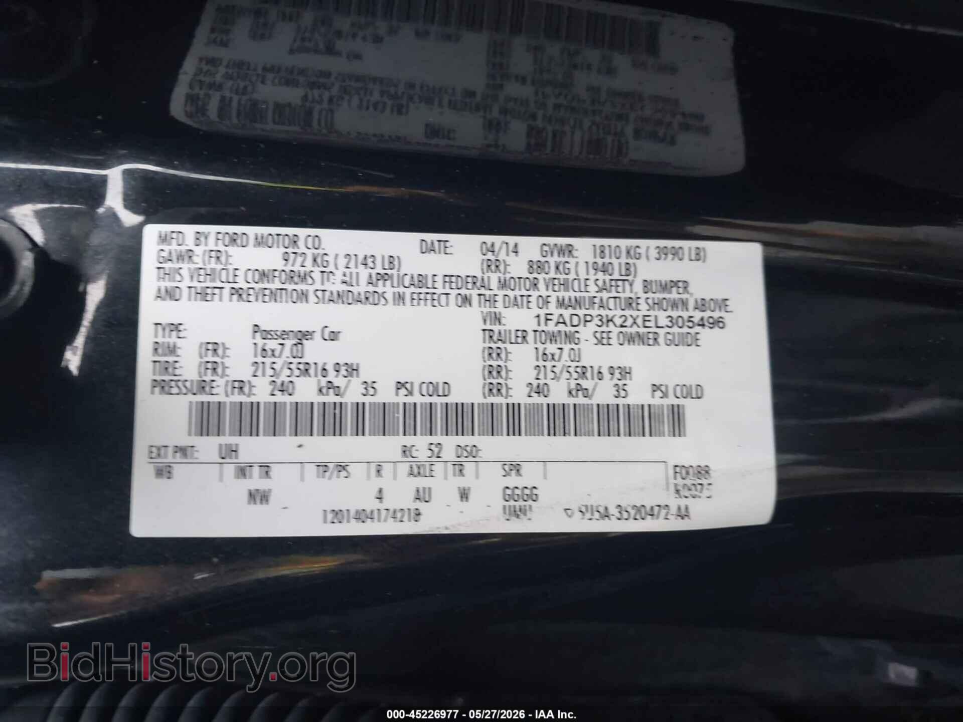 2014 FORD FOCUS - VIN: 1FADP3K2XEL305496 - Фото 9