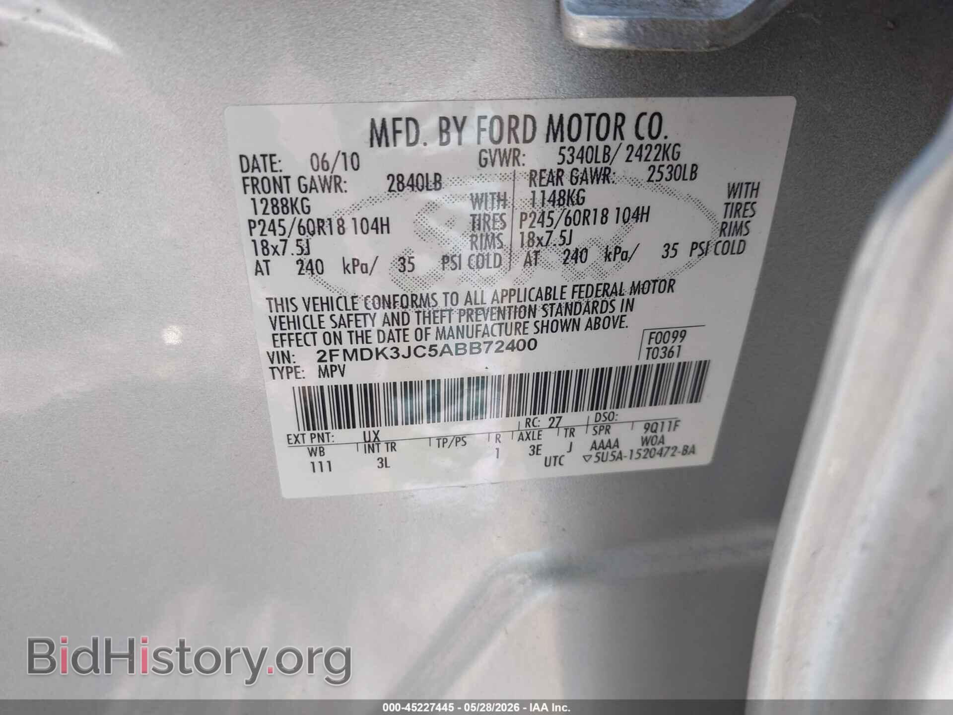 2010 FORD EDGE - VIN: 2FMDK3JC5ABB72400 - Photo 9