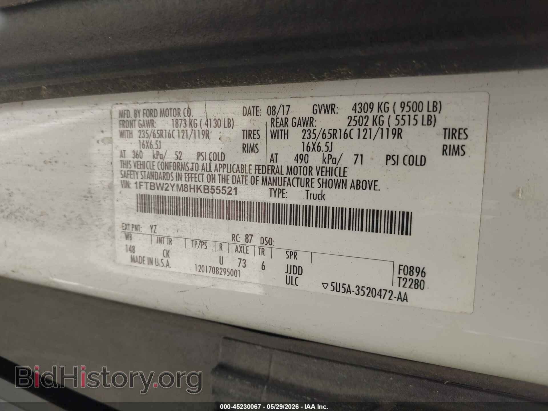 2017 FORD TRANSIT-350 - VIN: 1FTBW2YM8HKB55521 - Photo 9