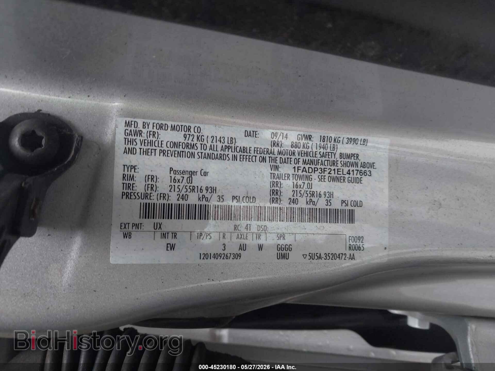 2014 FORD FOCUS - VIN: 1FADP3F21EL417663 - Фото 9
