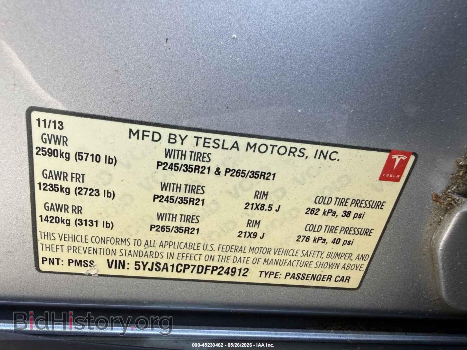 2013 TESLA MODEL S - VIN: 5YJSA1CP7DFP24912 - Photo 9