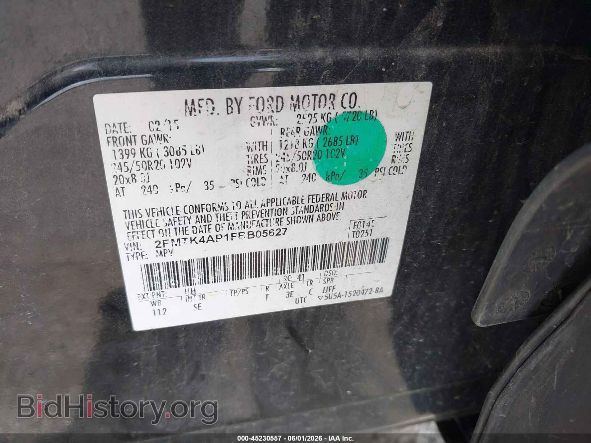 2015 FORD EDGE - VIN: 2FMTK4AP1FBB05627 - Photo 9