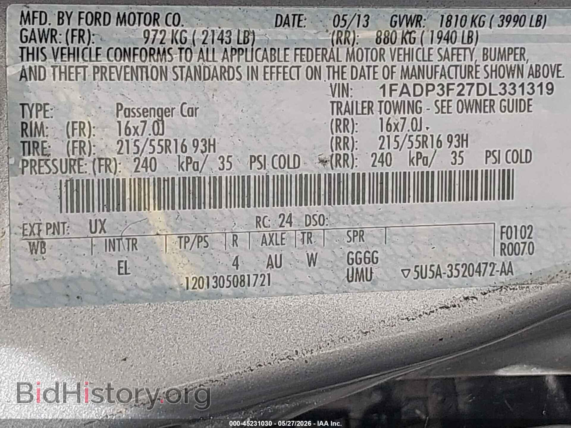 2013 FORD FOCUS - VIN: 1FADP3F27DL331319 - Фото 9