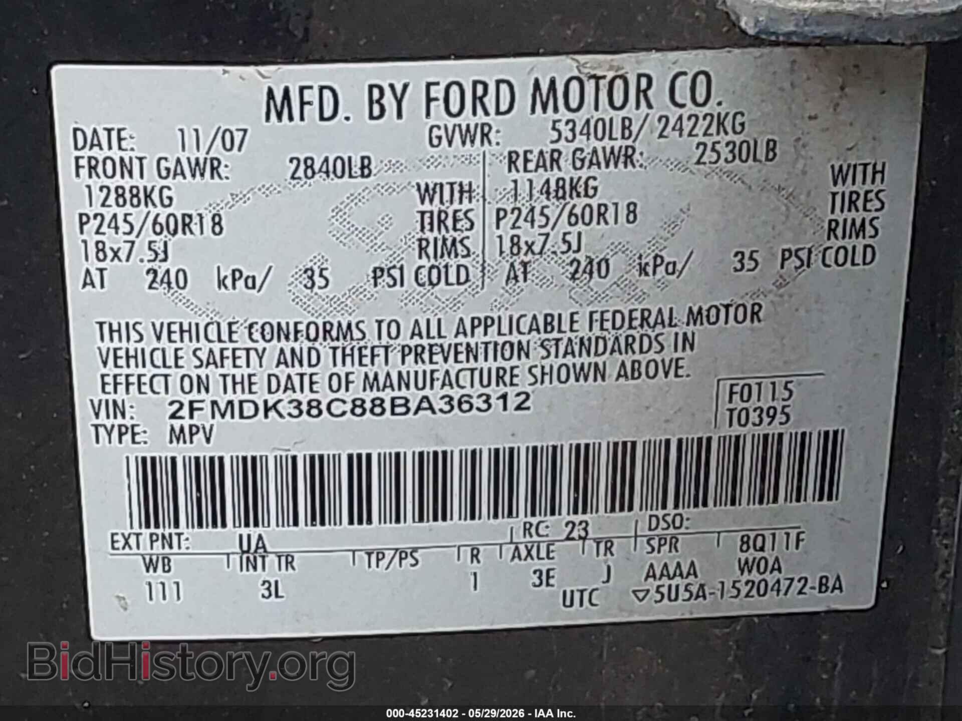 2008 FORD EDGE - VIN: 2FMDK38C88BA36312 - Фото 9