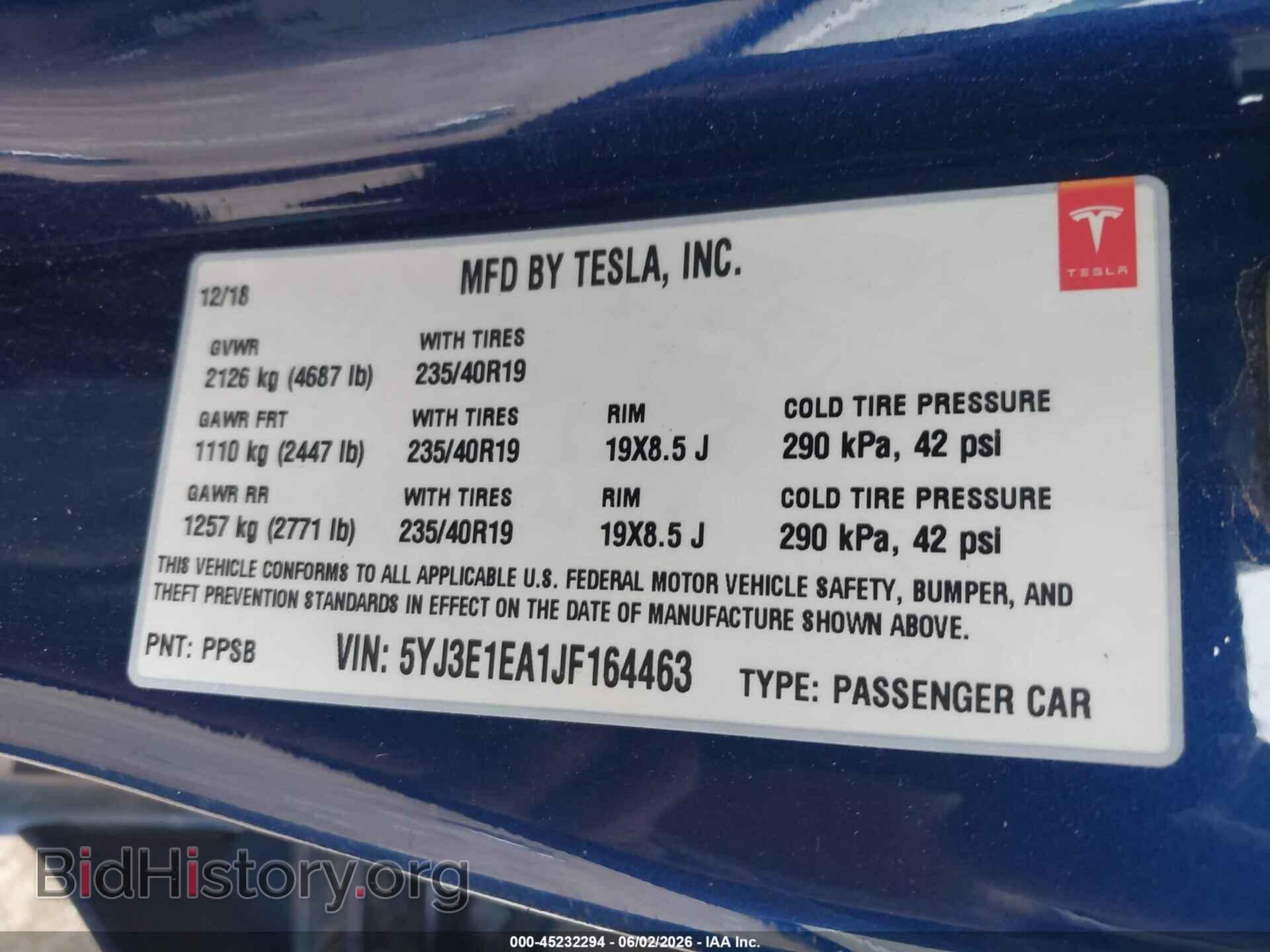 2018 TESLA MODEL 3 - VIN: 5YJ3E1EA1JF164463 - Photo 9