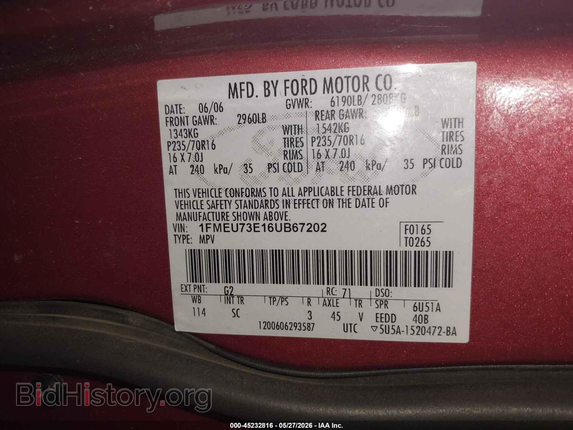 2006 FORD EXPLORER - VIN: 1FMEU73E16UB67202 - Фото 9