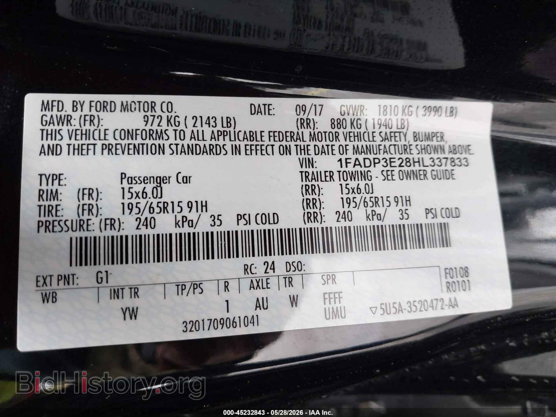 2017 FORD FOCUS - VIN: 1FADP3E28HL337833 - Фото 9
