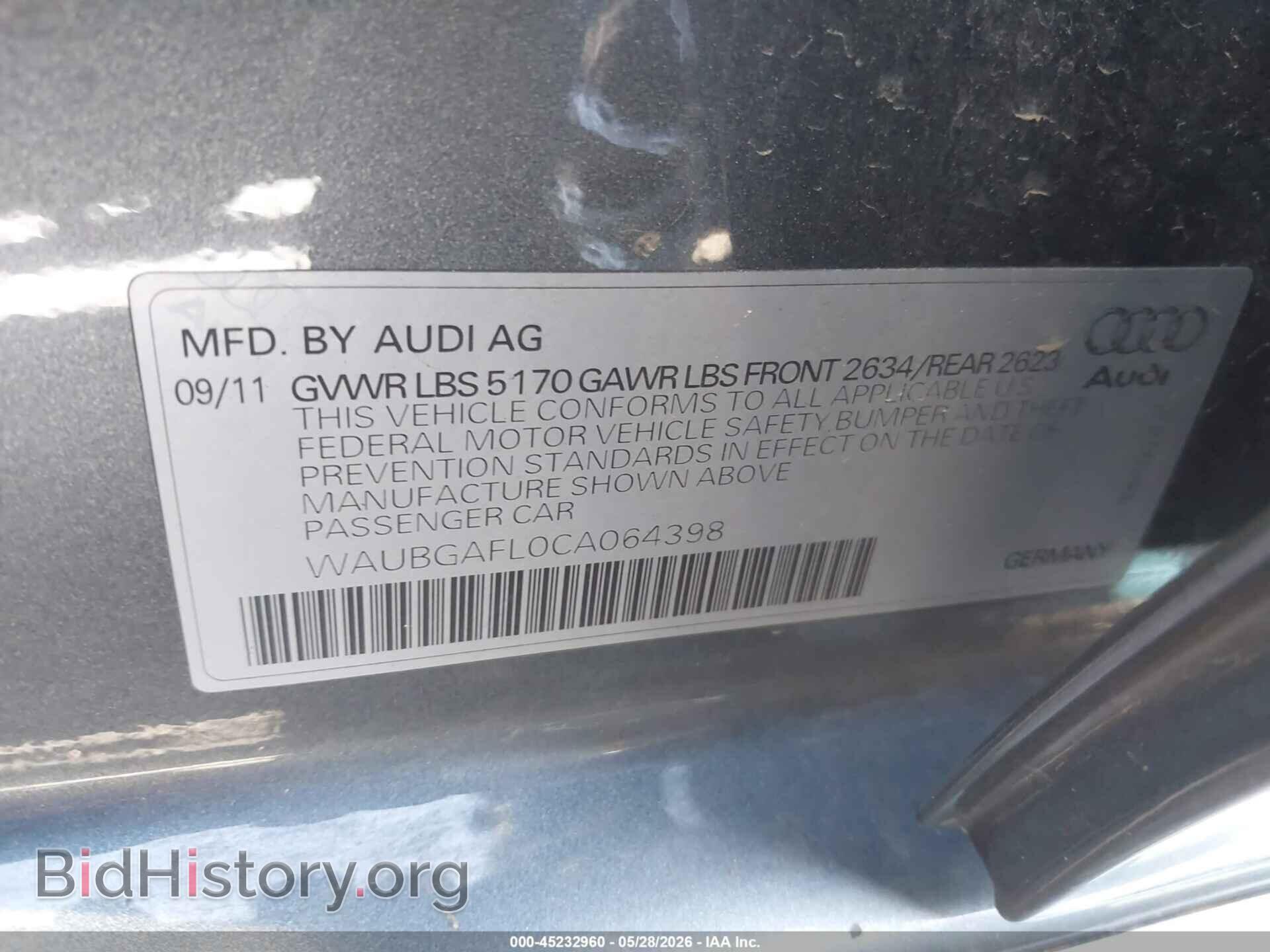 2012 AUDI S4 - VIN: WAUBGAFL0CA064398 - Фото 9