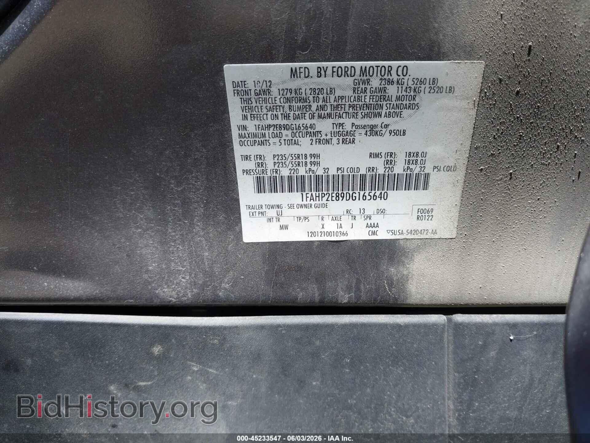 2013 FORD TAURUS - VIN: 1FAHP2E89DG165640 - Photo 9