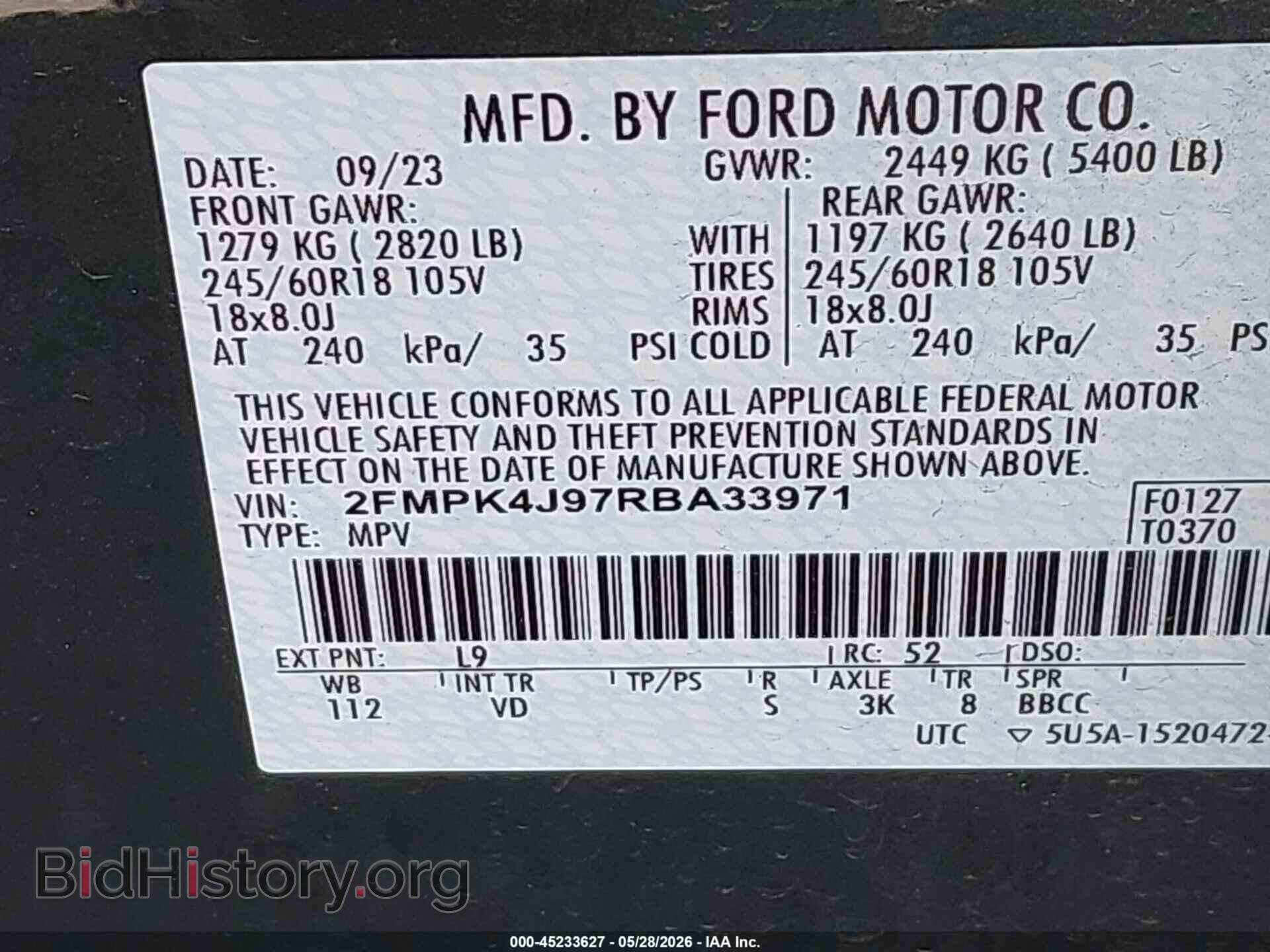 2024 FORD EDGE - VIN: 2FMPK4J97RBA33971 - Photo 9