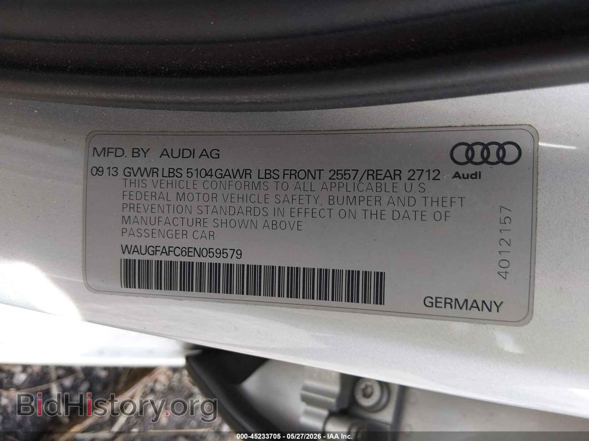 2014 AUDI A6 - VIN: WAUGFAFC6EN059579 - Фото 9