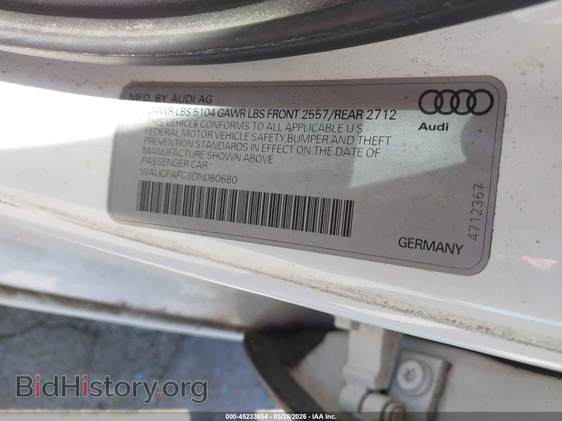 2013 AUDI A6 - VIN: WAUGFAFC3DN080680 - Фото 9