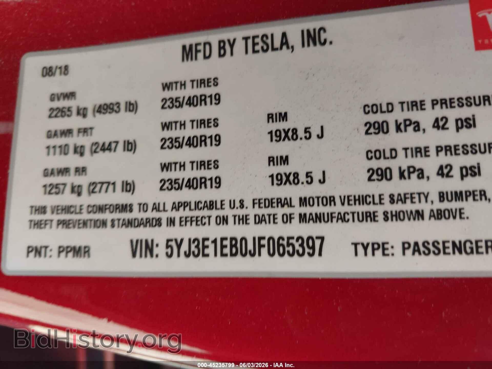 2018 TESLA MODEL 3 - VIN: 5YJ3E1EB0JF065397 - Photo 9