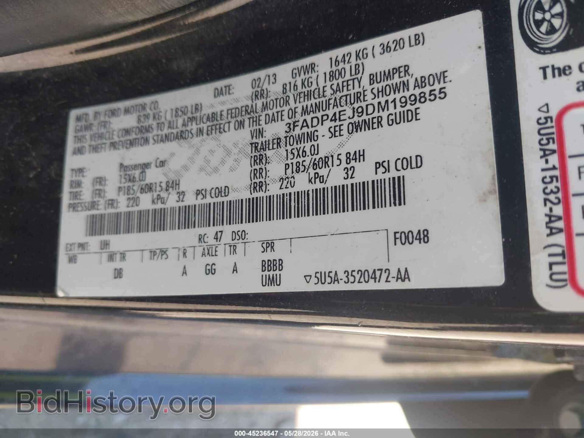 2013 FORD FIESTA - VIN: 3FADP4EJ9DM199855 - Фото 9