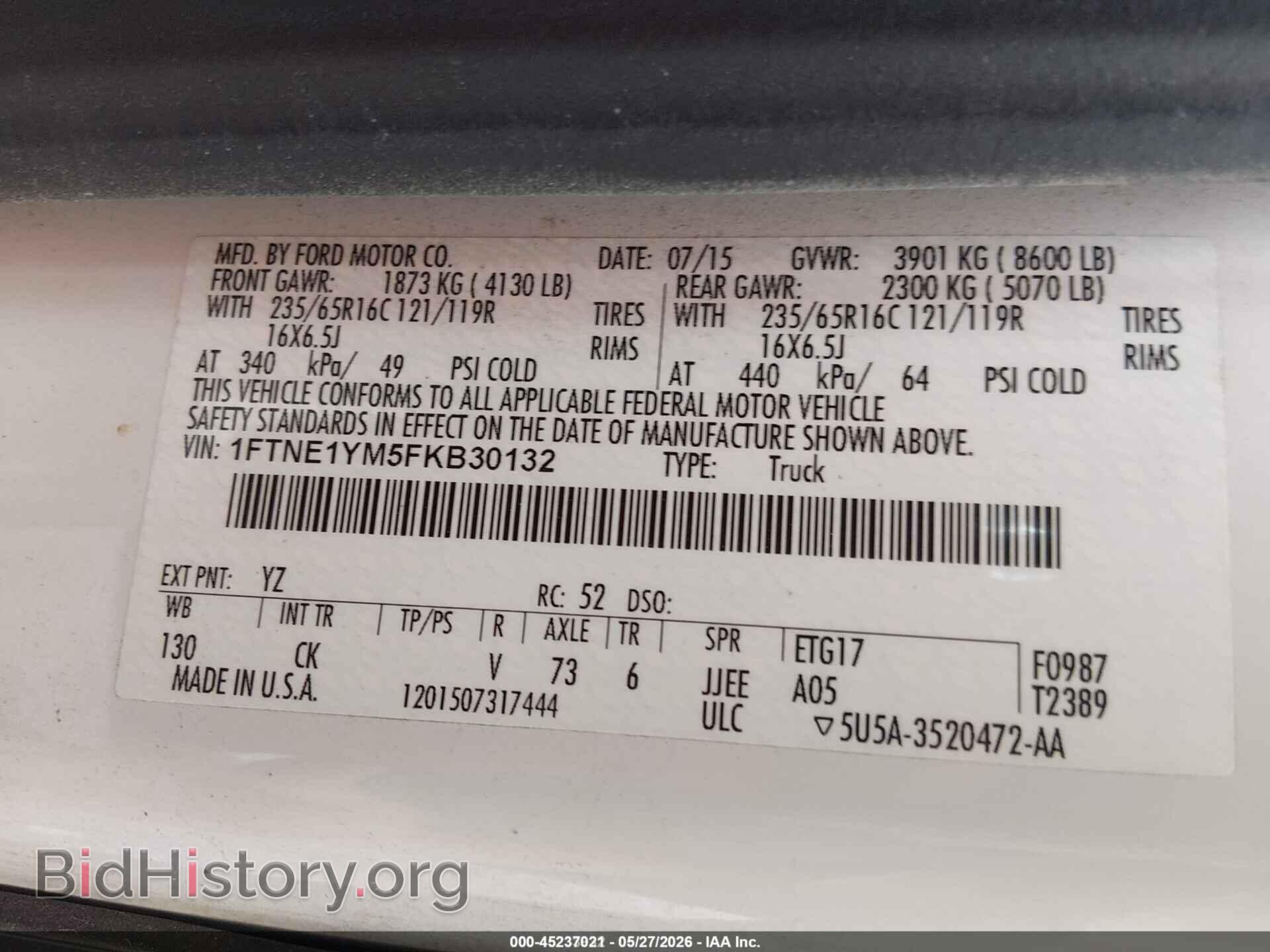 2015 FORD TRANSIT-150 - VIN: 1FTNE1YM5FKB30132 - Photo 9