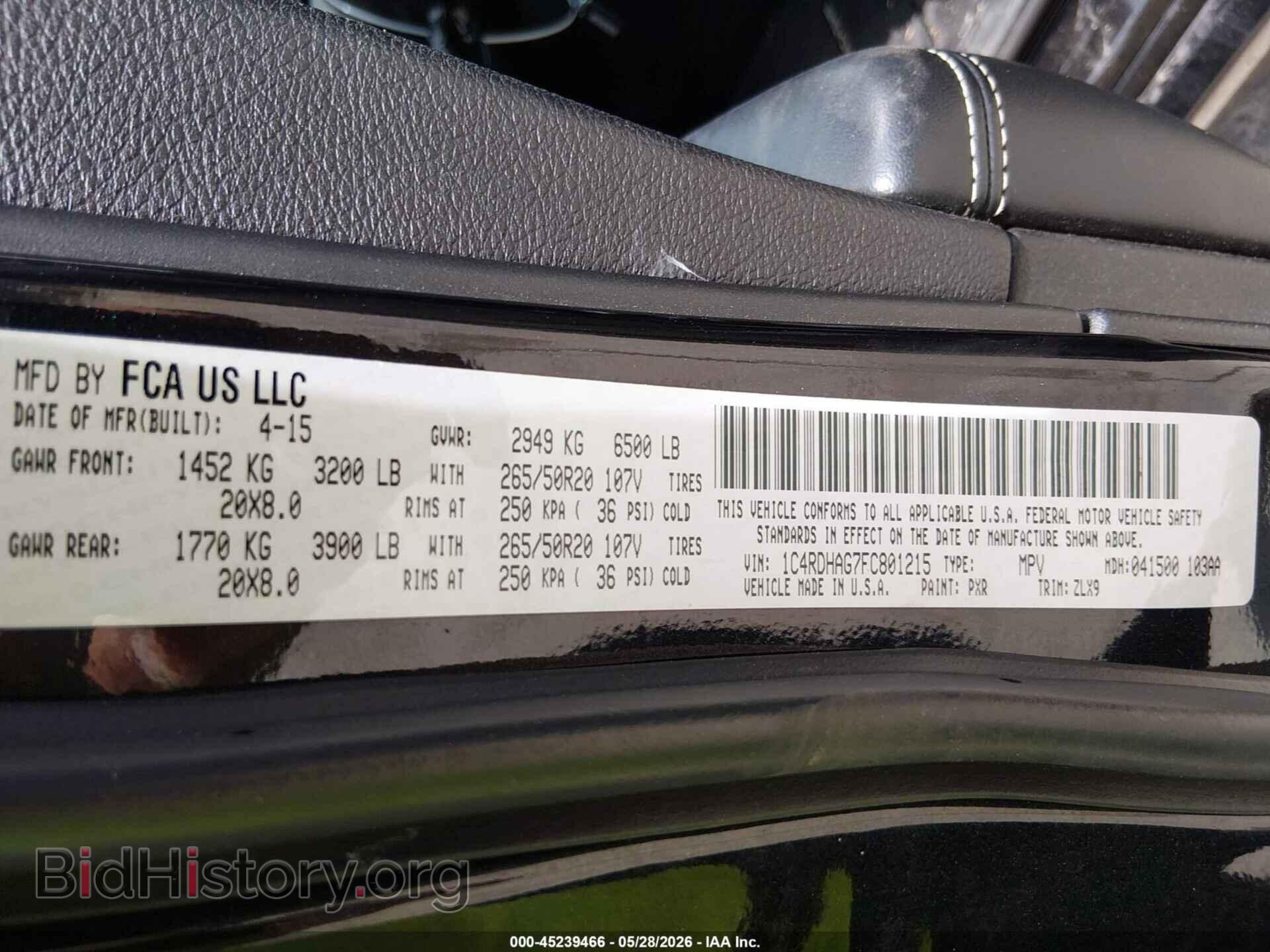 2015 DODGE DURANGO - VIN: 1C4RDHAG7FC801215 - Photo 9
