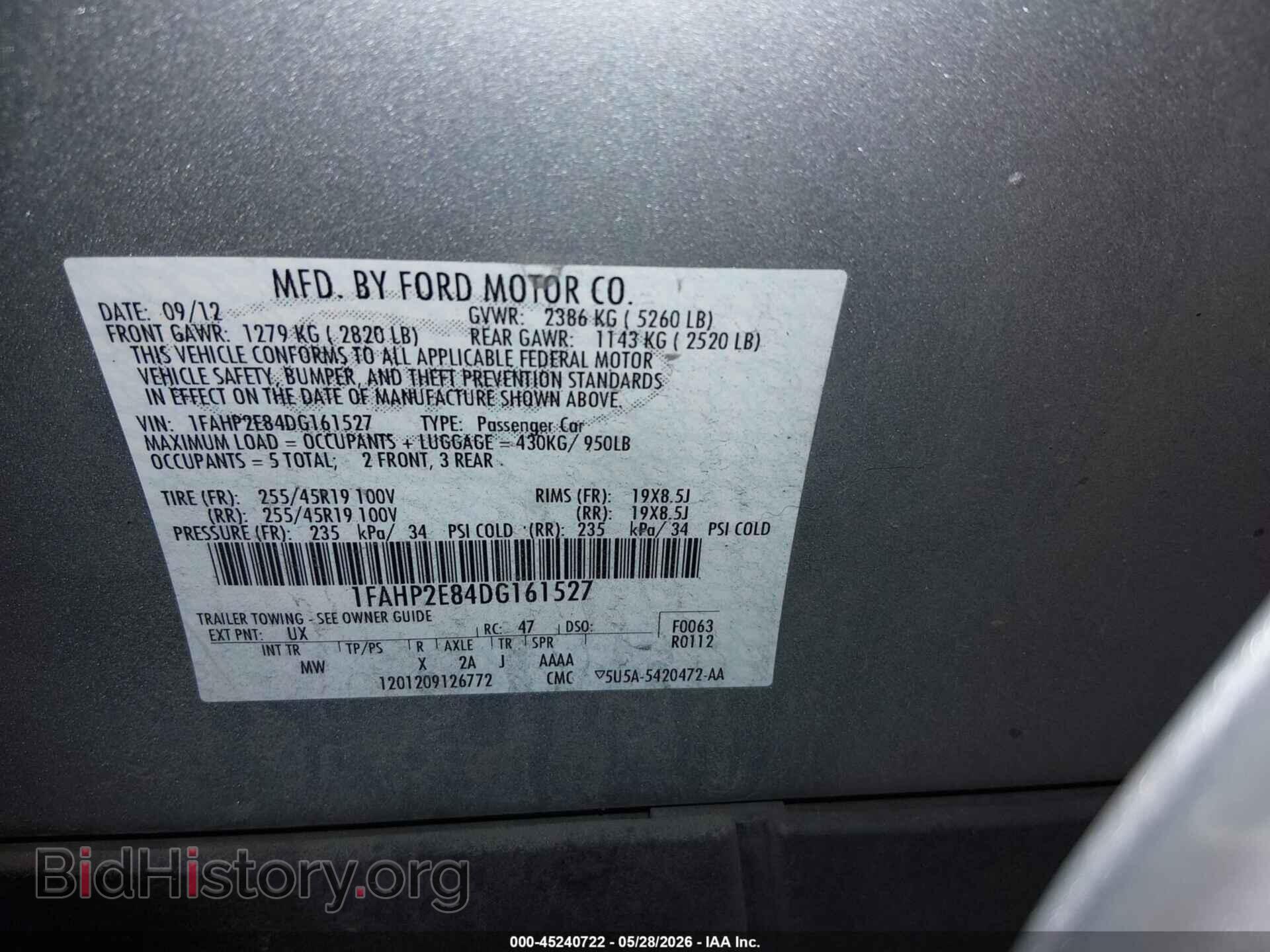 2013 FORD TAURUS - VIN: 1FAHP2E84DG161527 - Photo 9