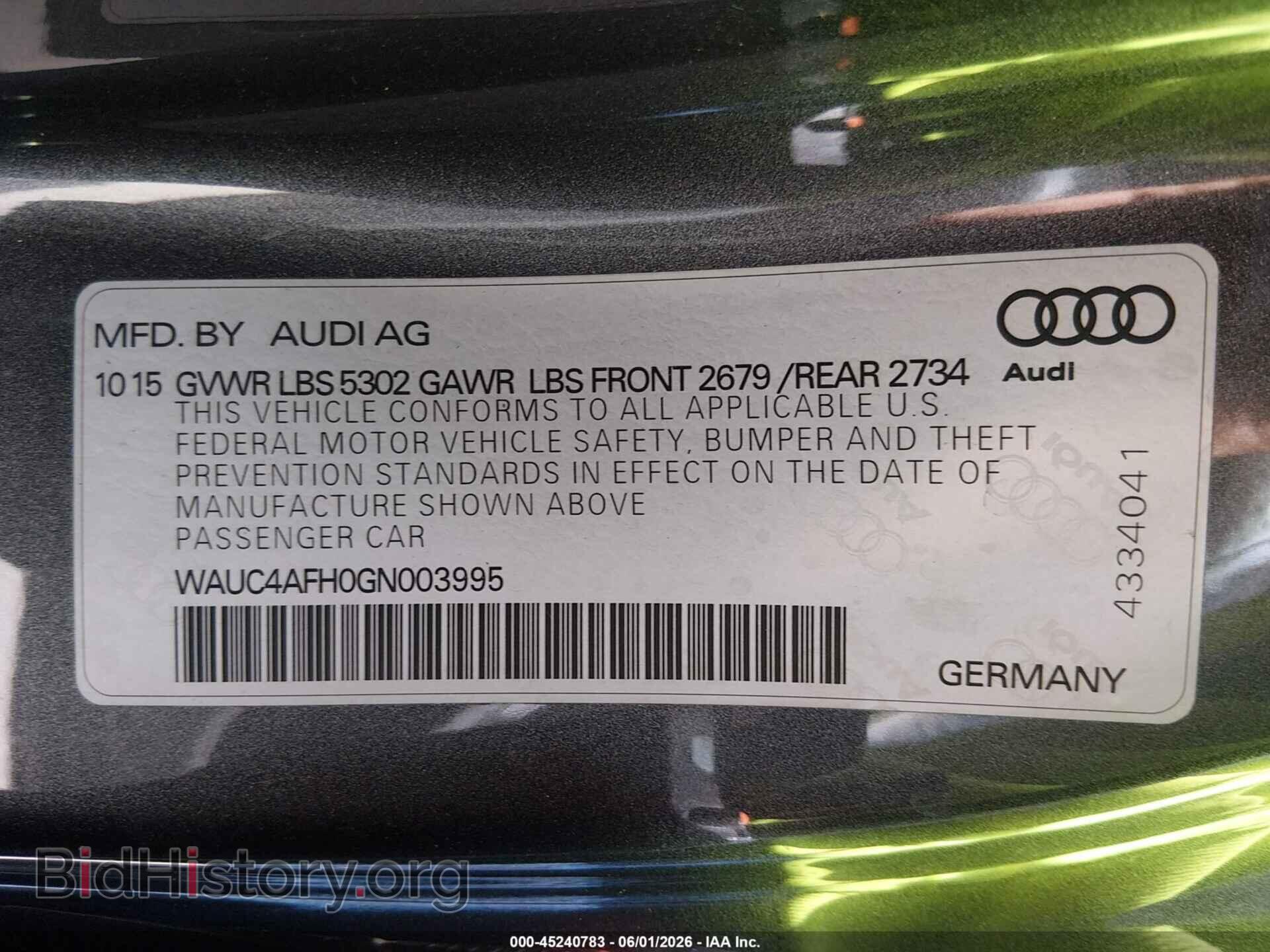 2016 AUDI S5 - VIN: WAUC4AFH0GN003995 - Фото 9