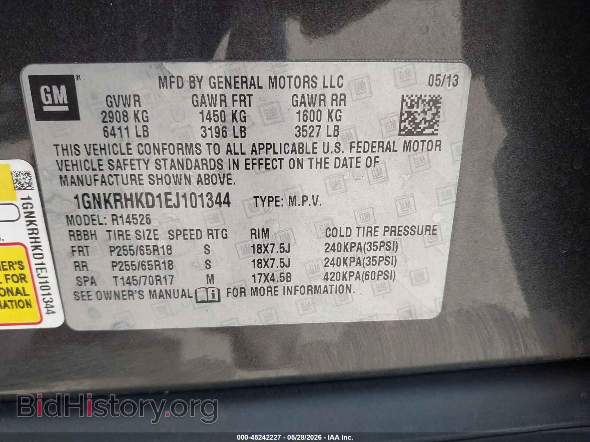 2014 CHEVROLET TRAVERSE - VIN: 1GNKRHKD1EJ101344 - Фото 9