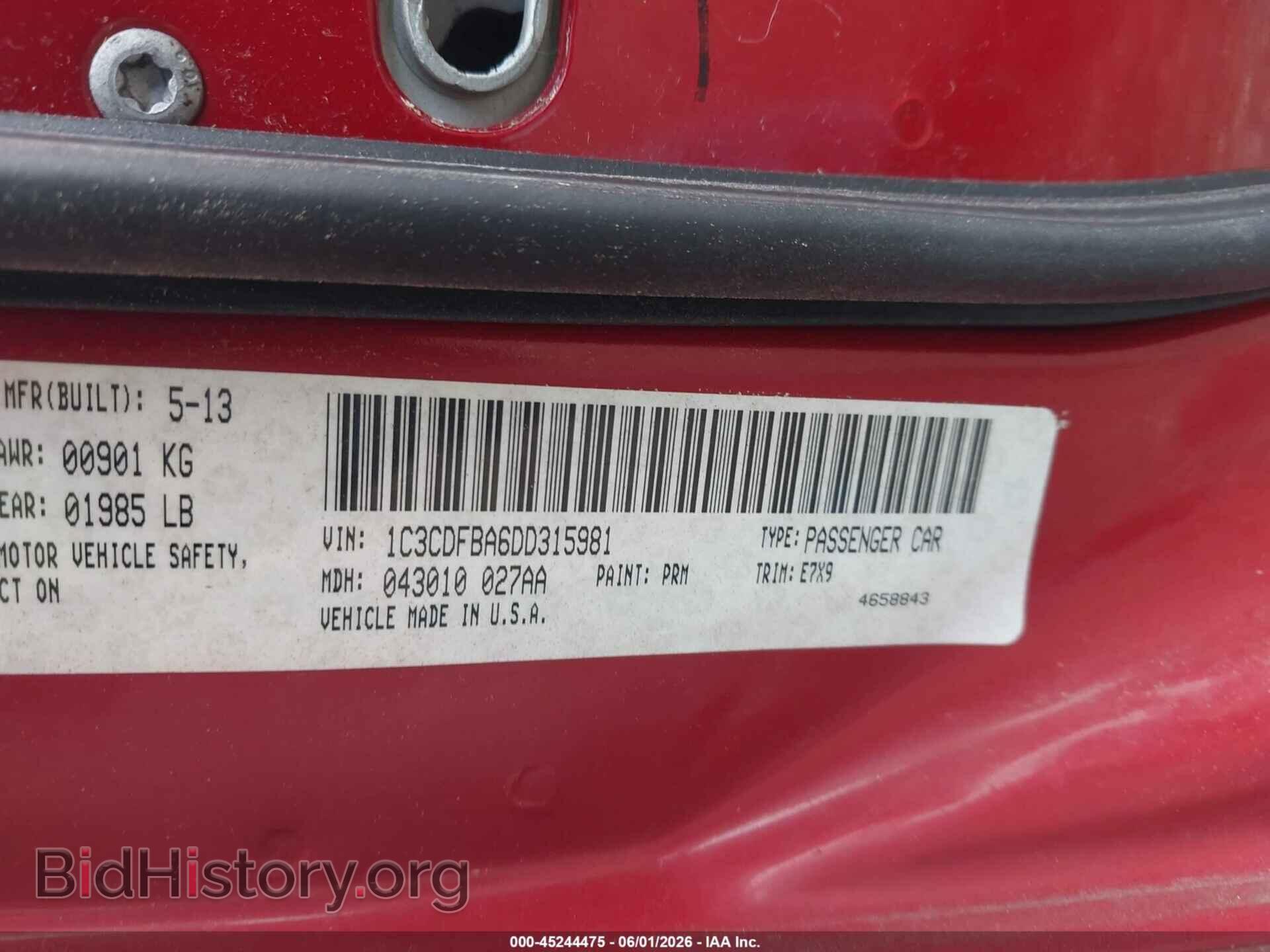 2013 DODGE DART - VIN: 1C3CDFBA6DD315981 - Фото 9