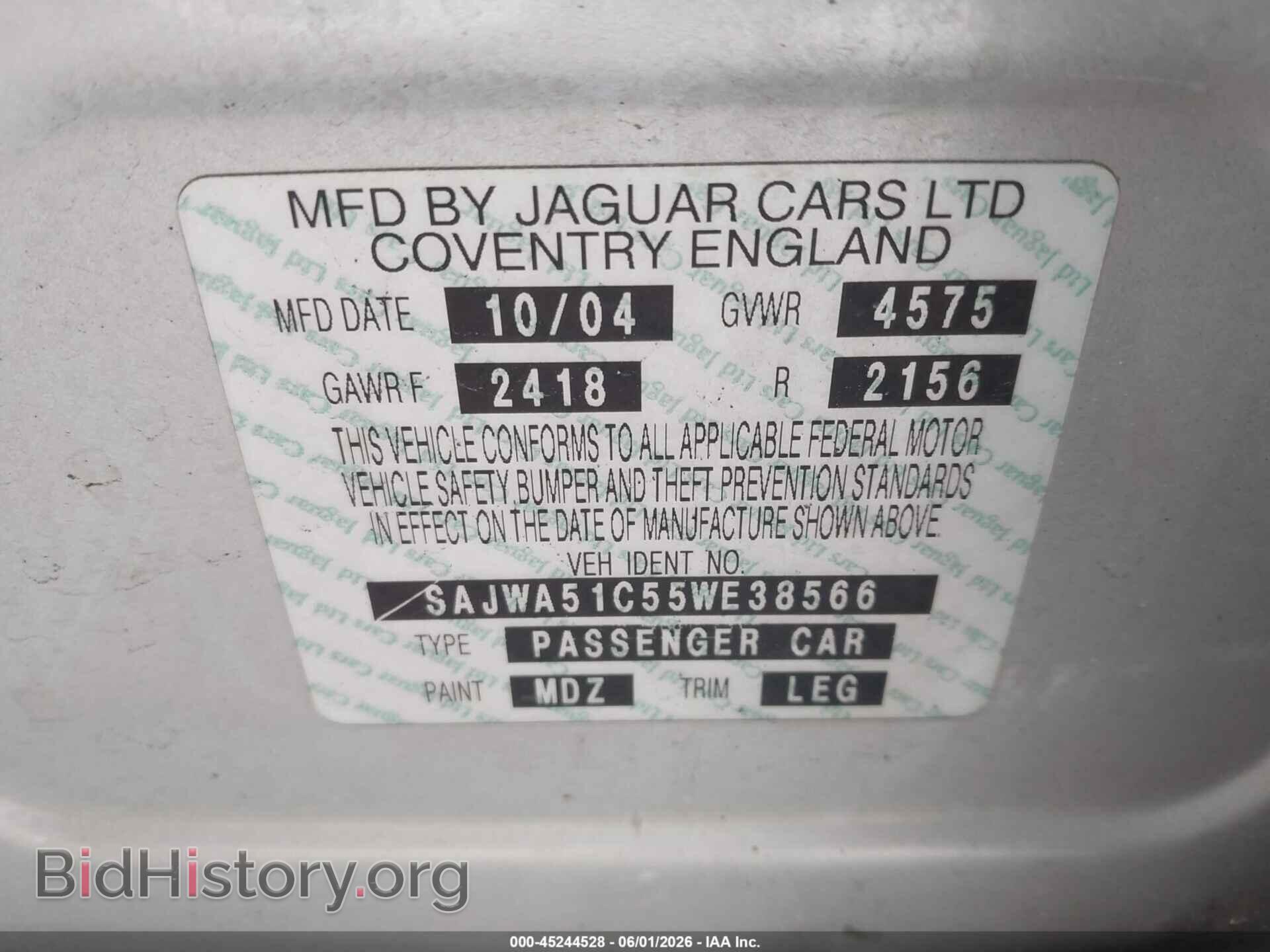 2005 JAGUAR X-TYPE - VIN: SAJWA51C55WE38566 - Фото 9