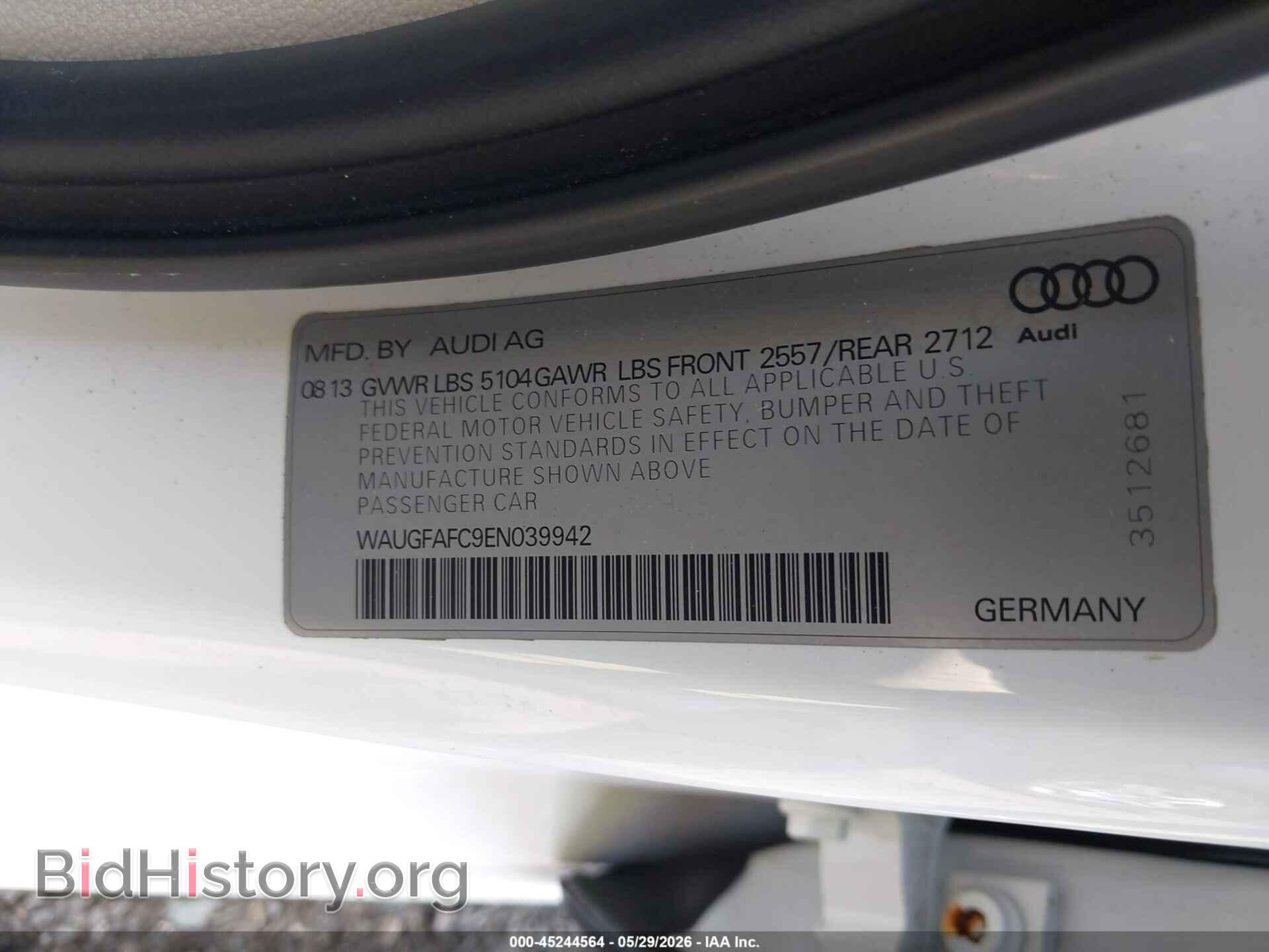2014 AUDI A6 - VIN: WAUGFAFC9EN039942 - Фото 9