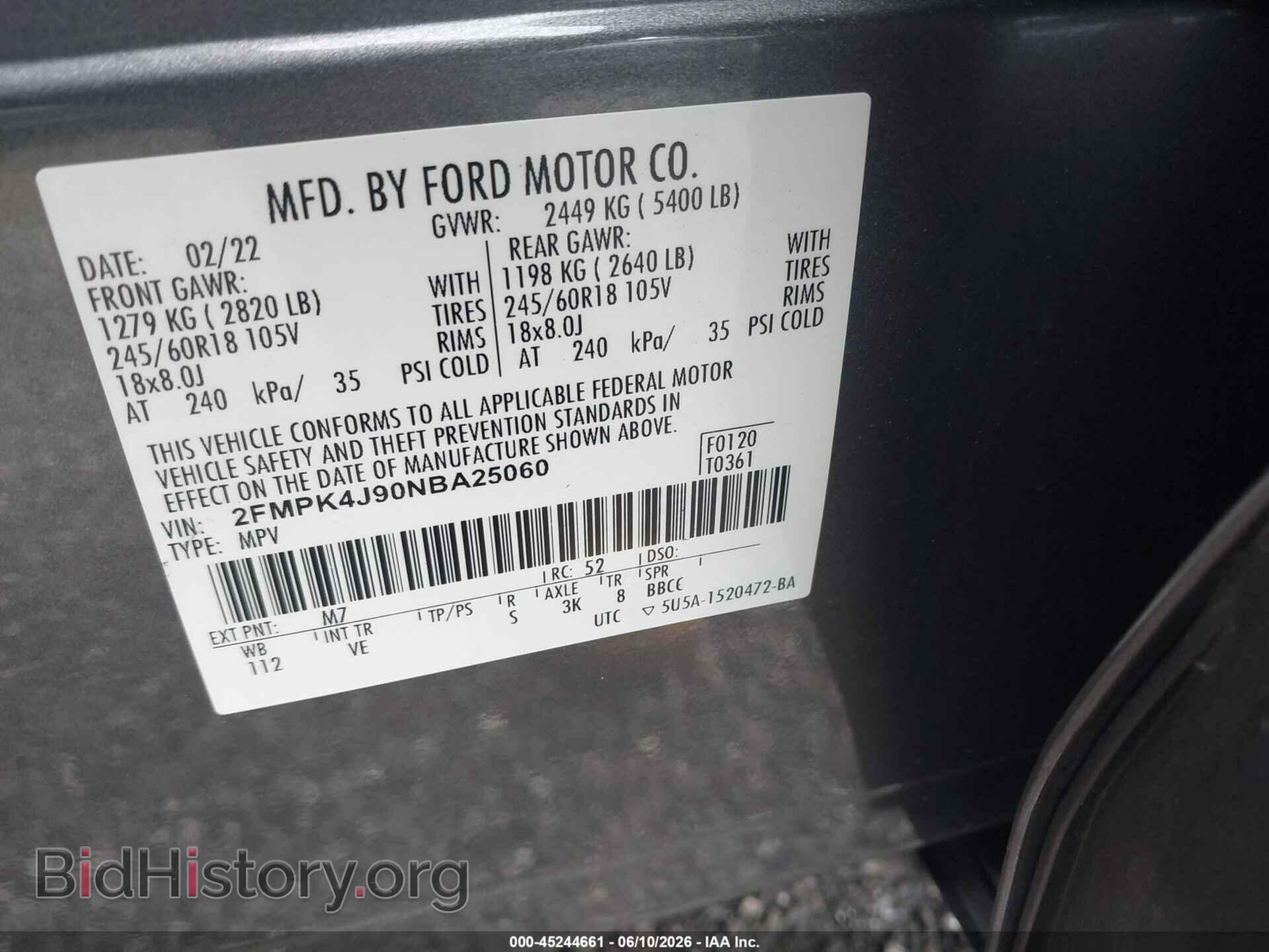 2022 FORD EDGE - VIN: 2FMPK4J90NBA25060 - Photo 9