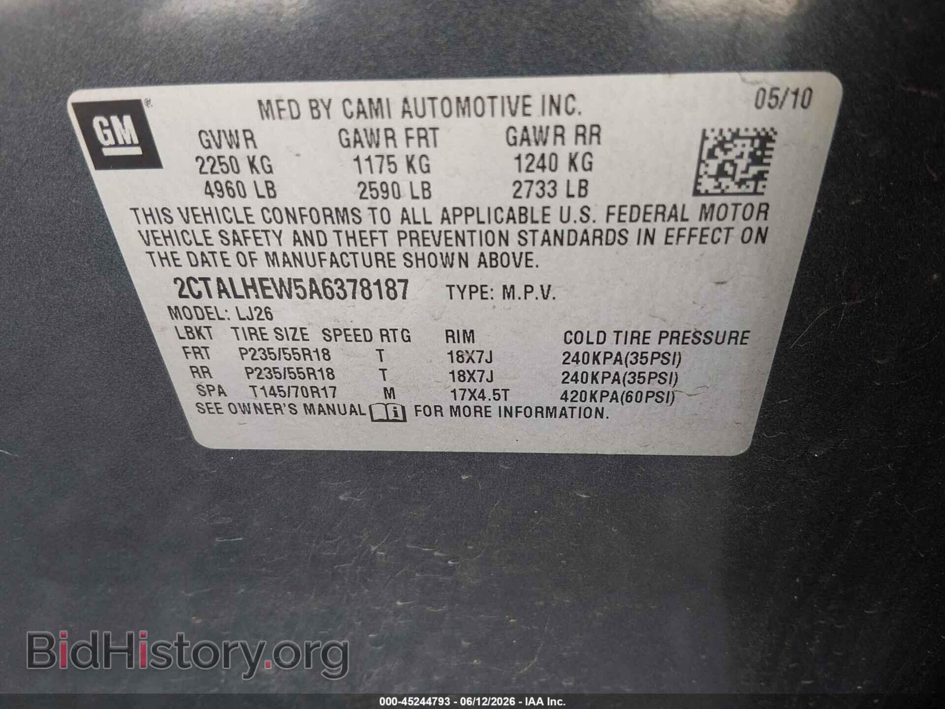2010 GMC TERRAIN - VIN: 2CTALHEW5A6378187 - Фото 9