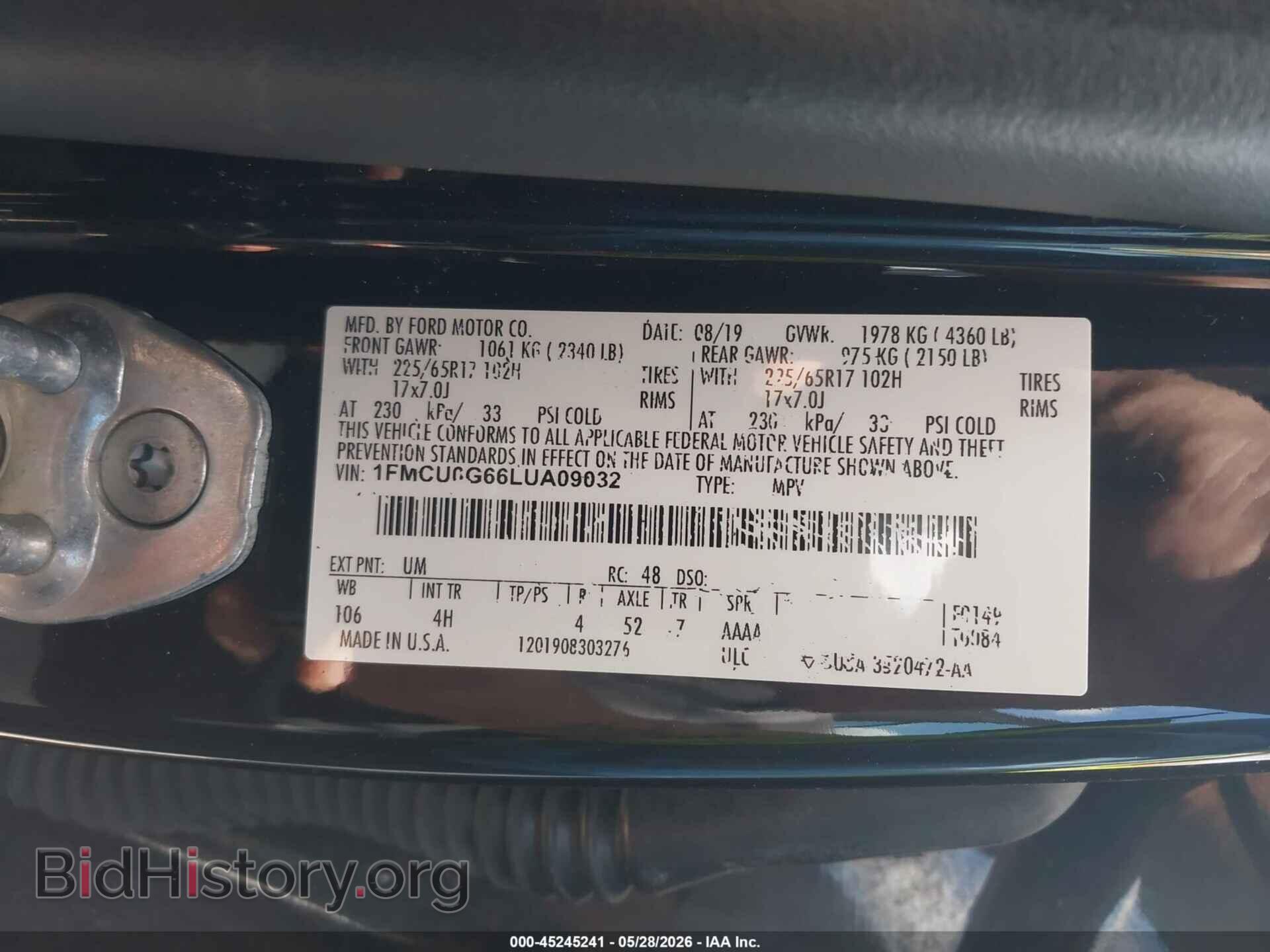 2020 FORD ESCAPE - VIN: 1FMCU0G66LUA09032 - Фото 9