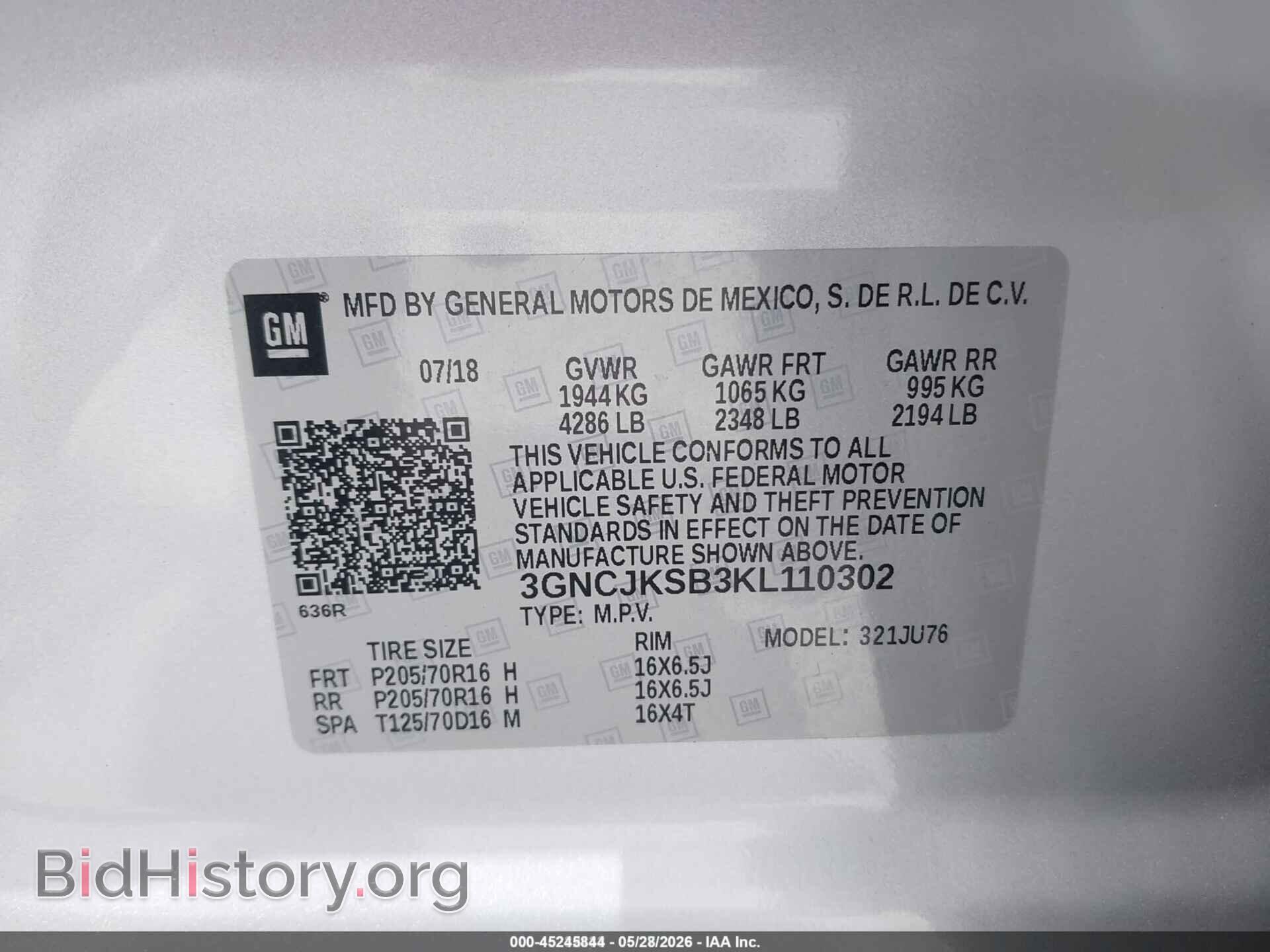 2019 CHEVROLET TRAX - VIN: 3GNCJKSB3KL110302 - Photo 9