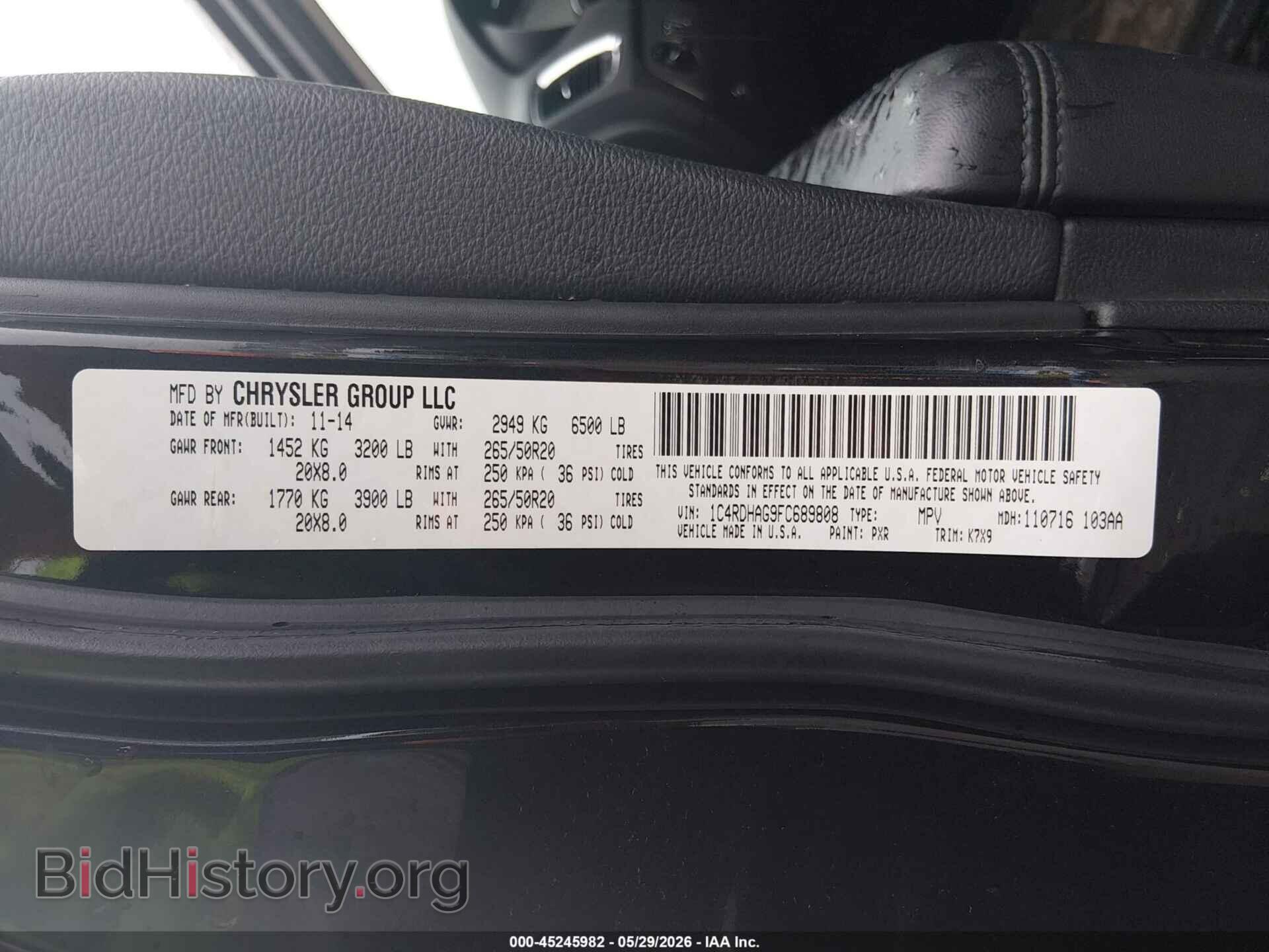 2015 DODGE DURANGO - VIN: 1C4RDHAG9FC689808 - Photo 9