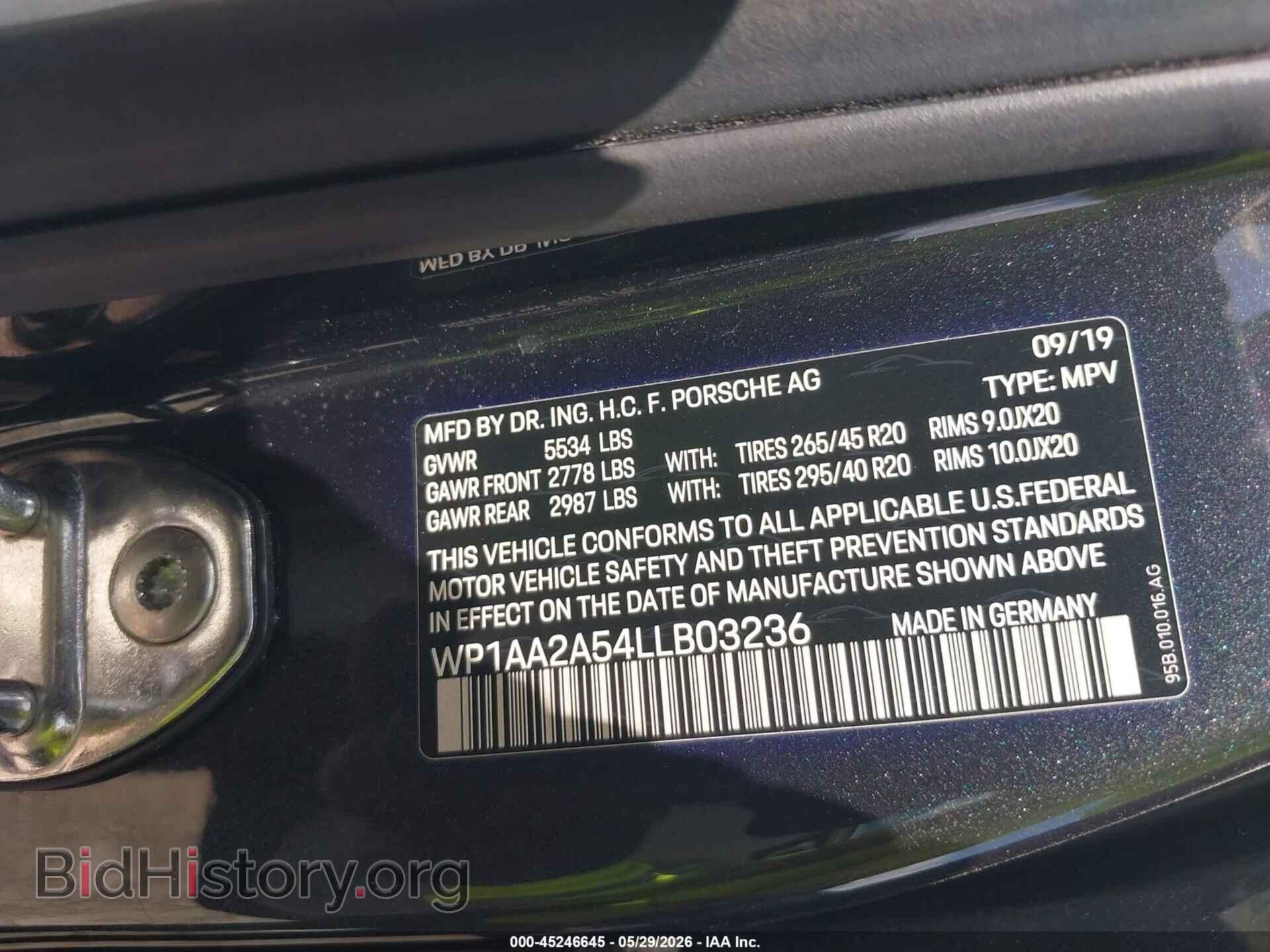 2020 PORSCHE MACAN - VIN: WP1AA2A54LLB03236 - Photo 9