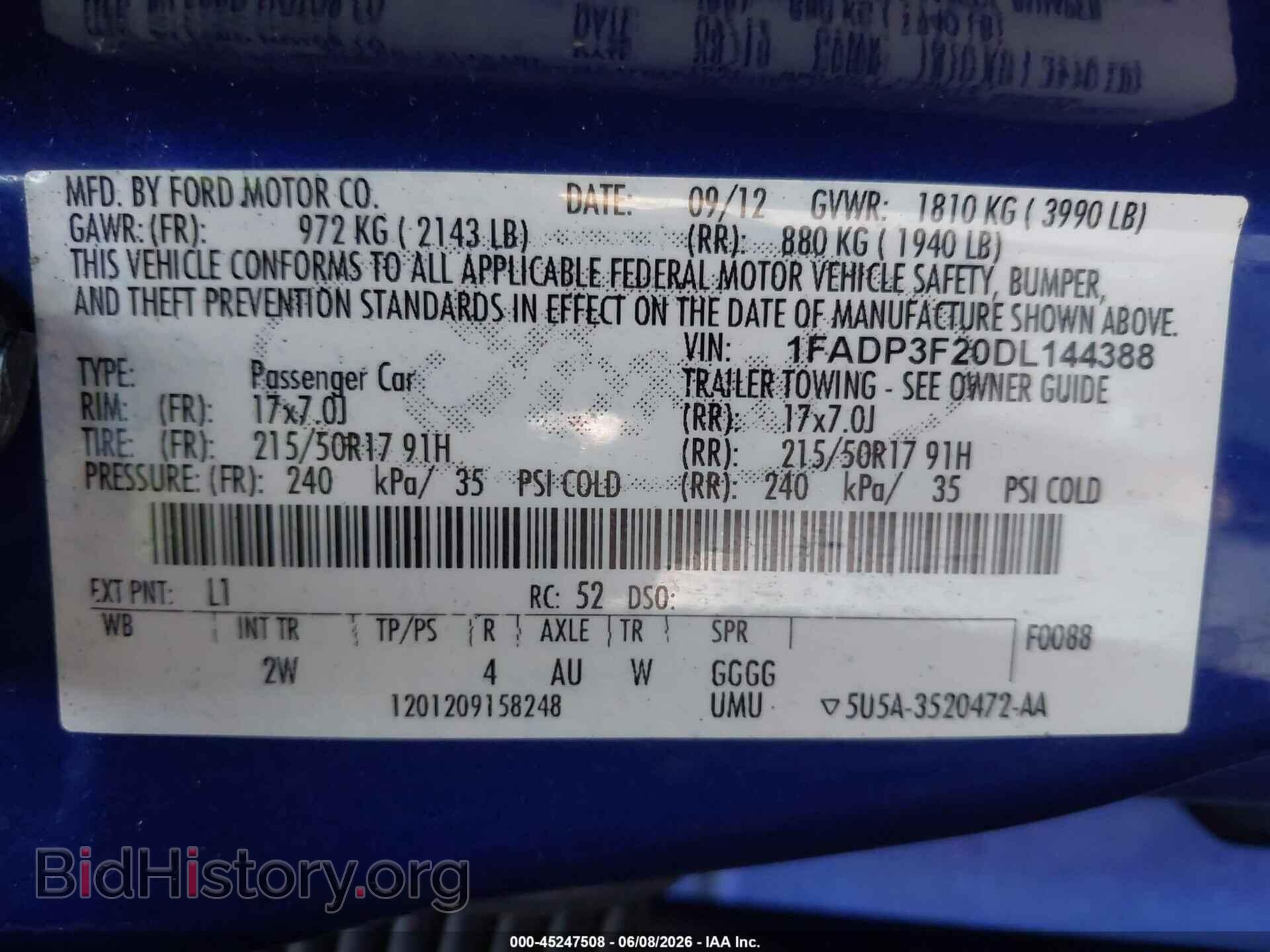 2013 FORD FOCUS - VIN: 1FADP3F20DL144388 - Фото 9