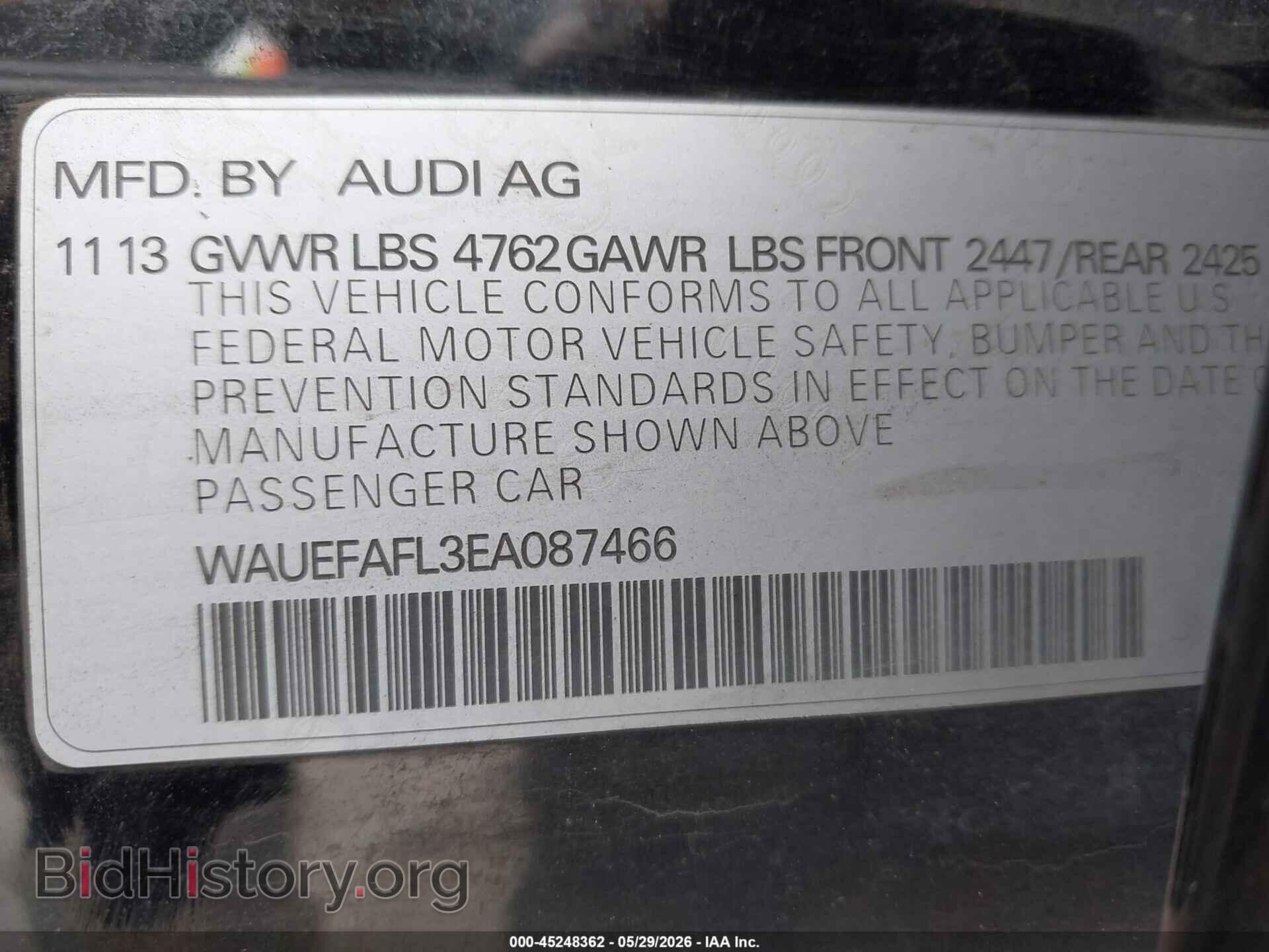 2014 AUDI A4 - VIN: WAUEFAFL3EA087466 - Фото 9