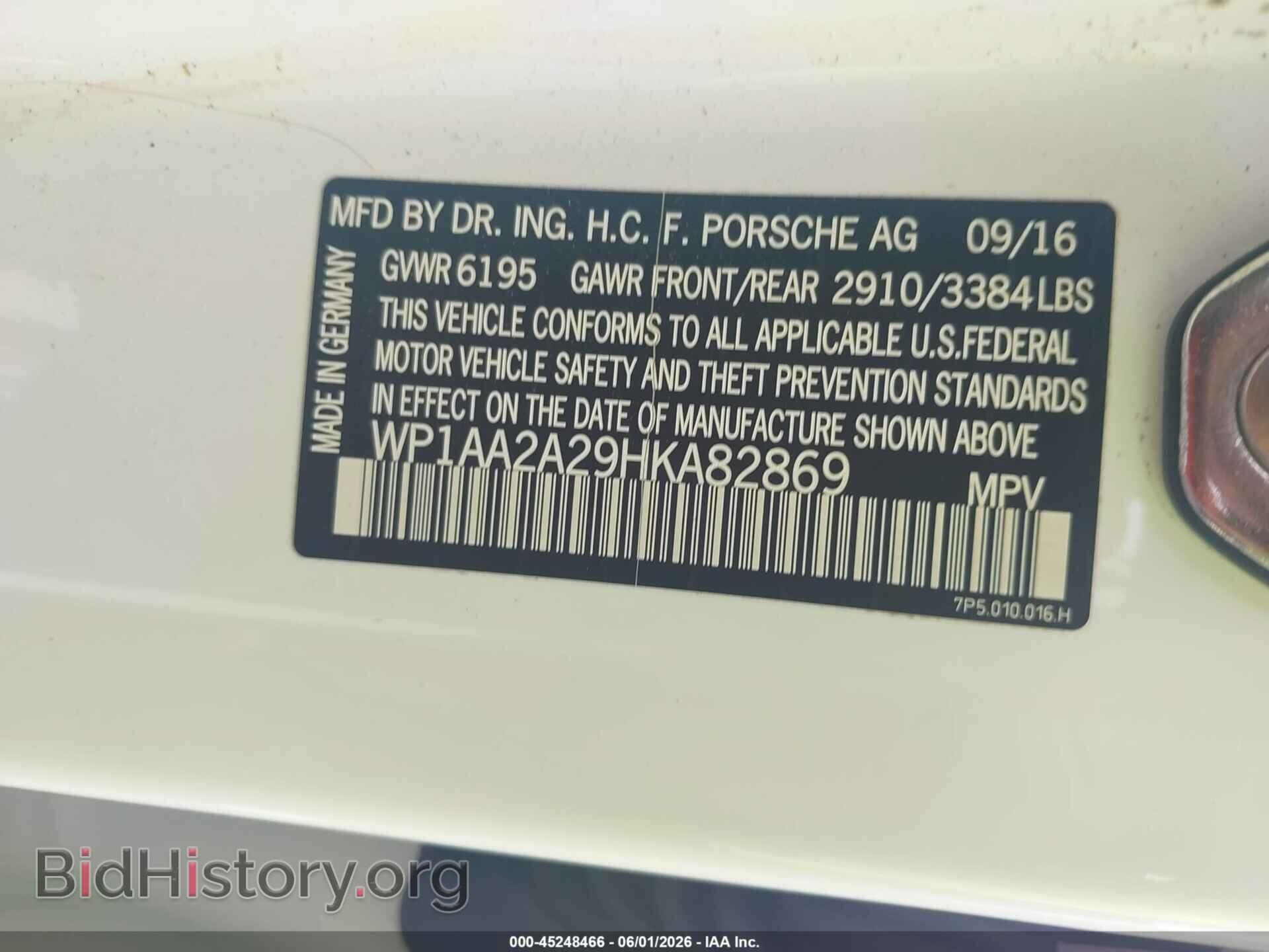 2017 PORSCHE CAYENNE - VIN: WP1AA2A29HKA82869 - Фото 9