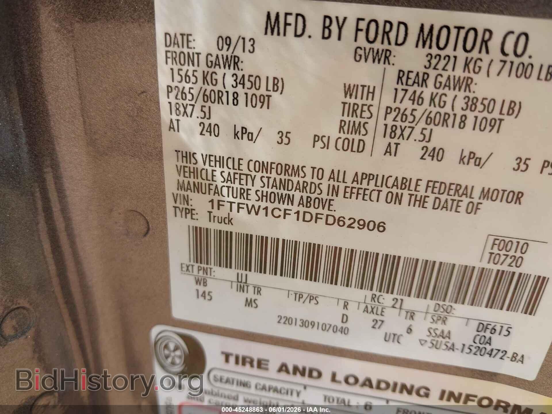 2013 FORD F-150 - VIN: 1FTFW1CF1DFD62906 - Photo 9