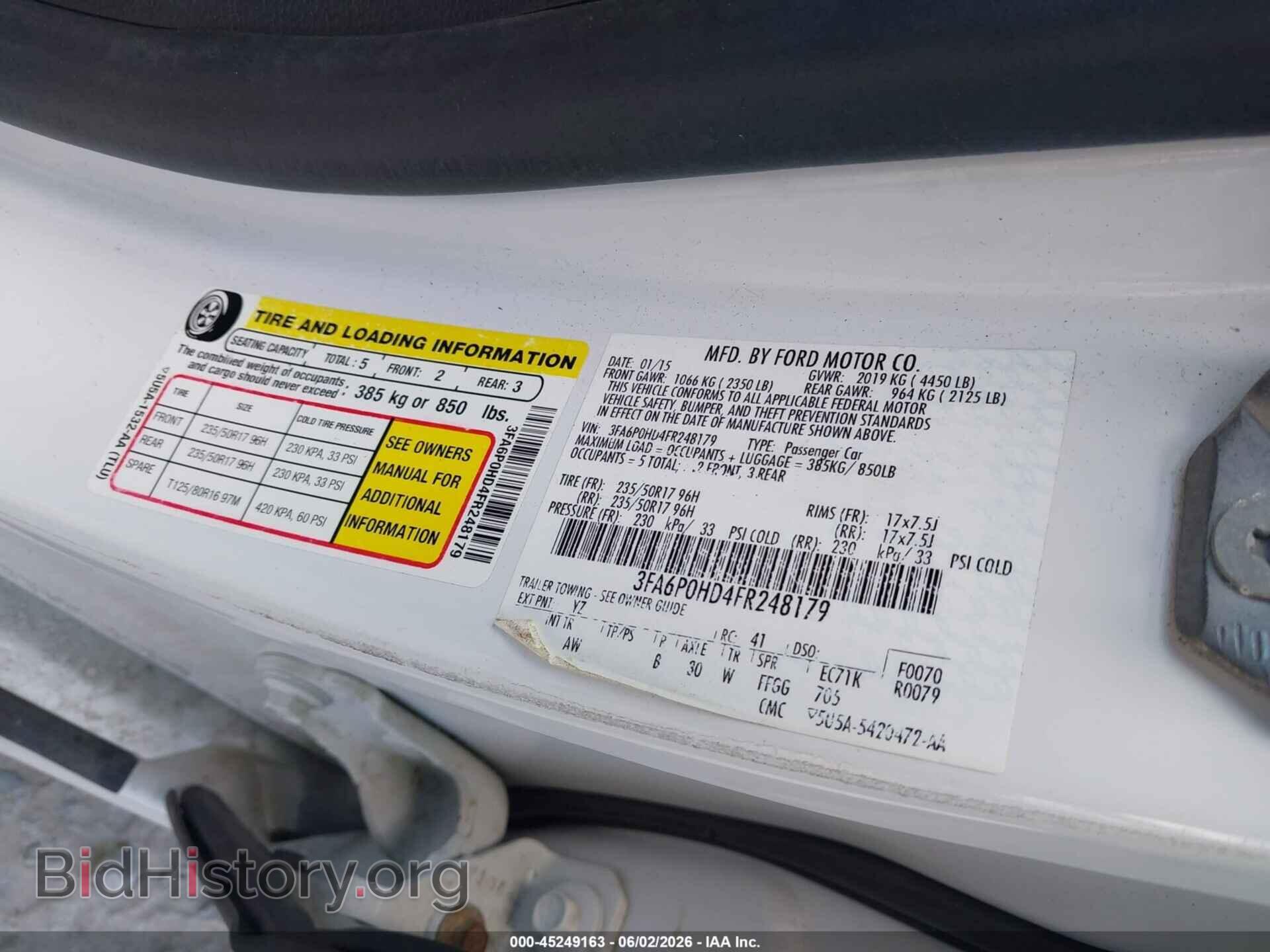 2015 FORD FUSION - VIN: 3FA6P0HD4FR248179 - Фото 9