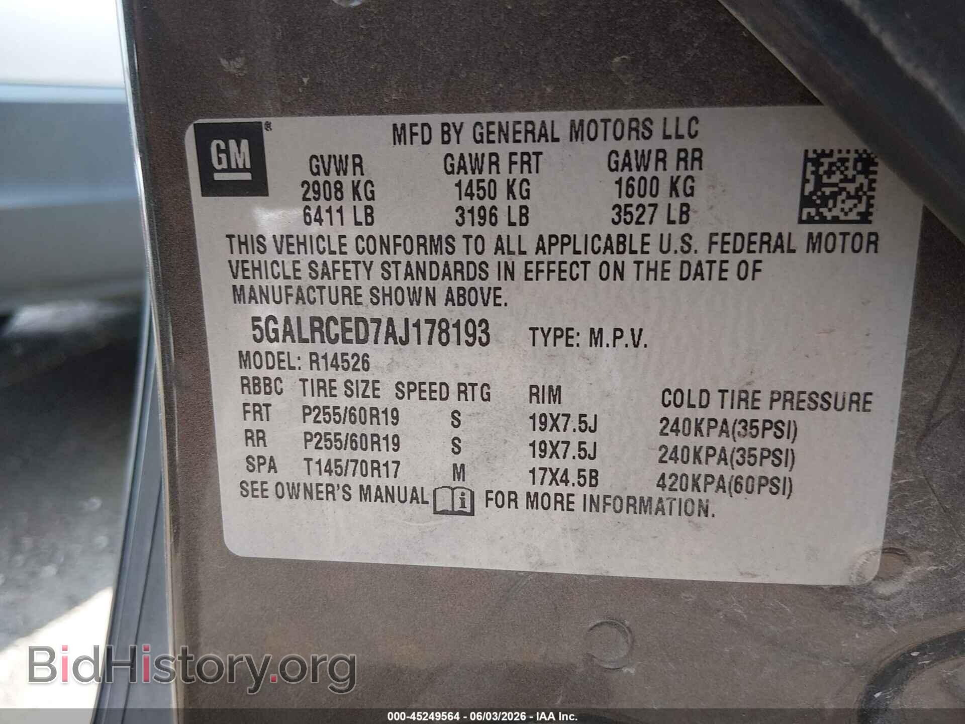 2010 BUICK ENCLAVE - VIN: 5GALRCED7AJ178193 - Фото 9