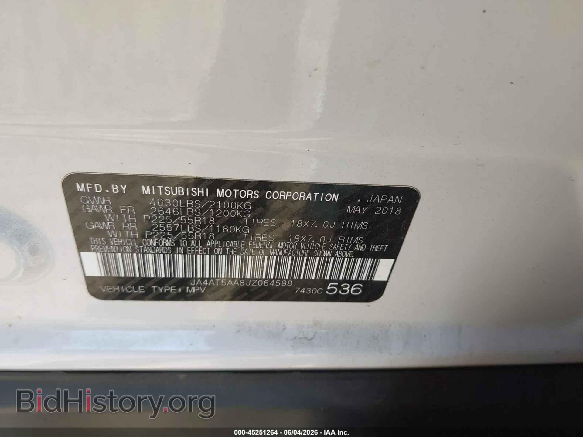 2018 MITSUBISHI ECLIPSE CROSS - VIN: JA4AT5AA8JZ064598 - Photo 9