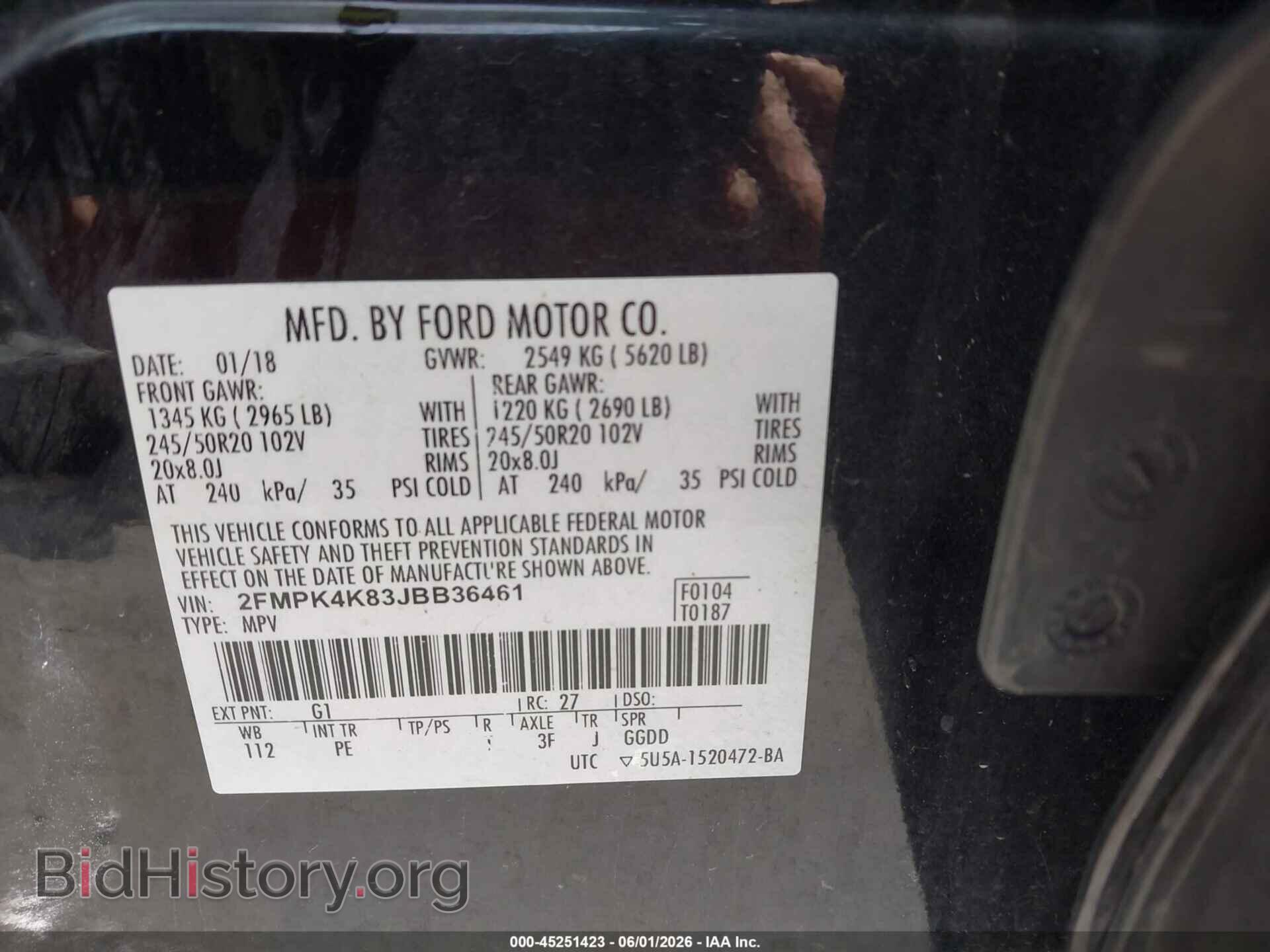 2018 FORD EDGE - VIN: 2FMPK4K83JBB36461 - Photo 9