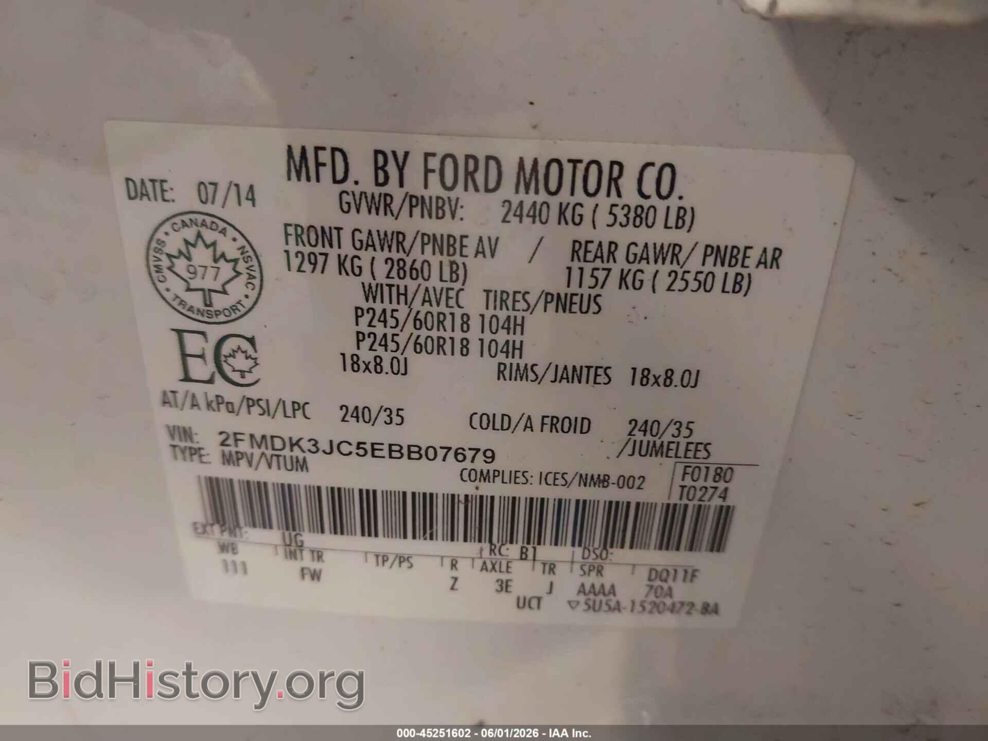 2014 FORD EDGE - VIN: 2FMDK3JC5EBB07679 - Photo 9