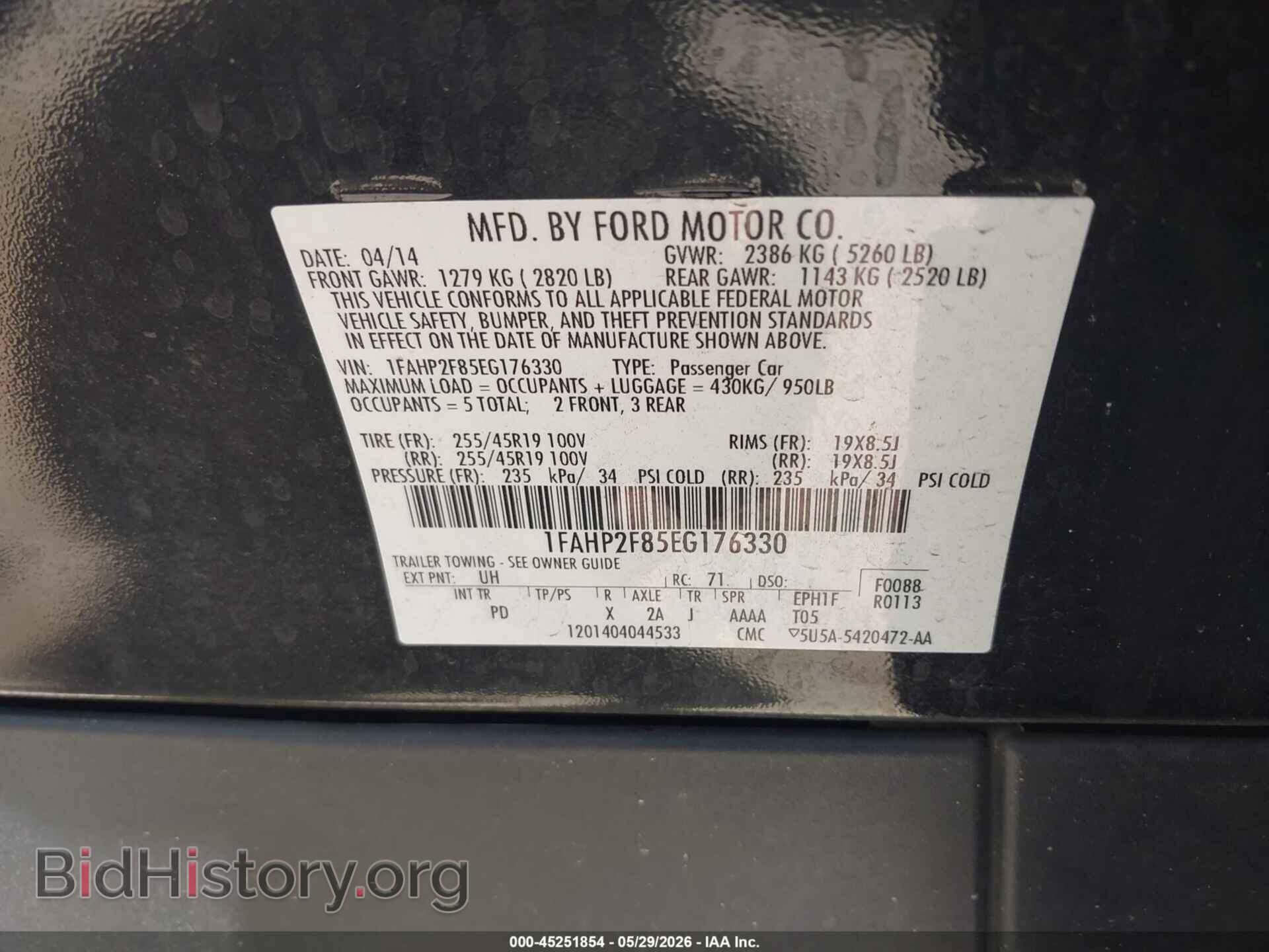 2014 FORD TAURUS - VIN: 1FAHP2F85EG176330 - Photo 9