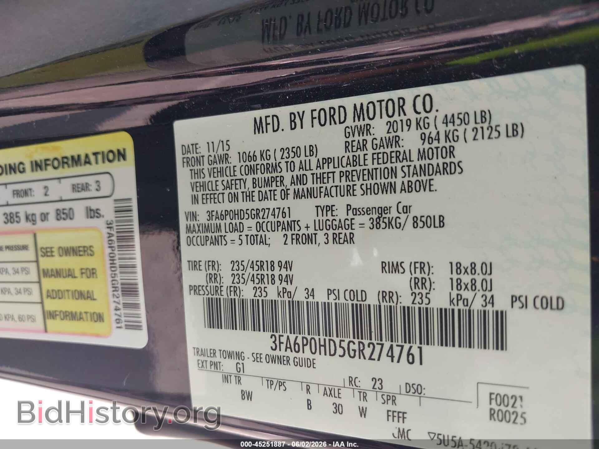 2016 FORD FUSION - VIN: 3FA6P0HD5GR274761 - Фото 9