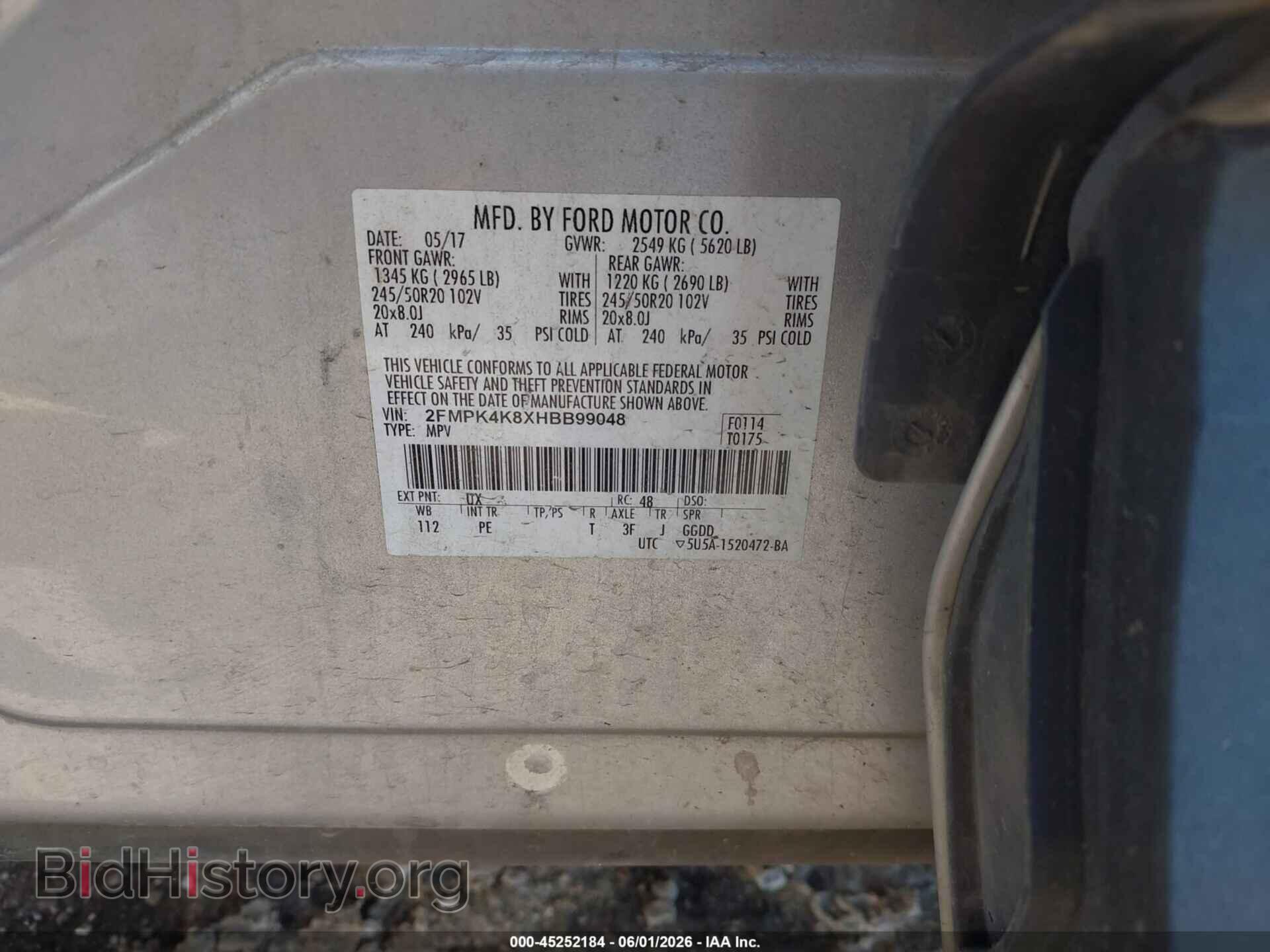 2017 FORD EDGE - VIN: 2FMPK4K8XHBB99048 - Photo 9