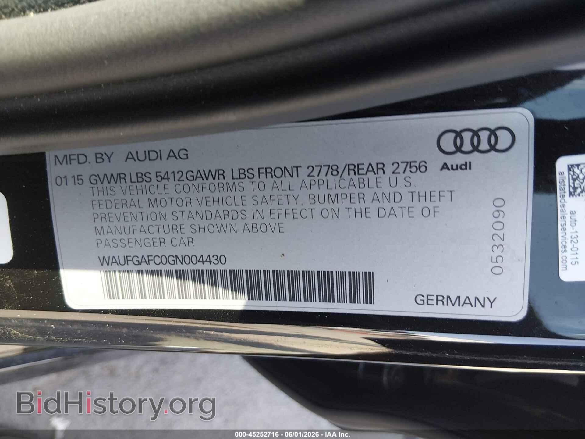 2016 AUDI A6 - VIN: WAUFGAFC0GN004430 - Фото 9