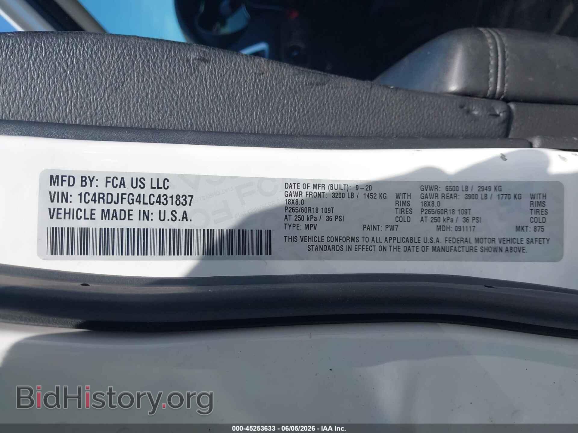 2020 DODGE DURANGO - VIN: 1C4RDJFG4LC431837 - Photo 9