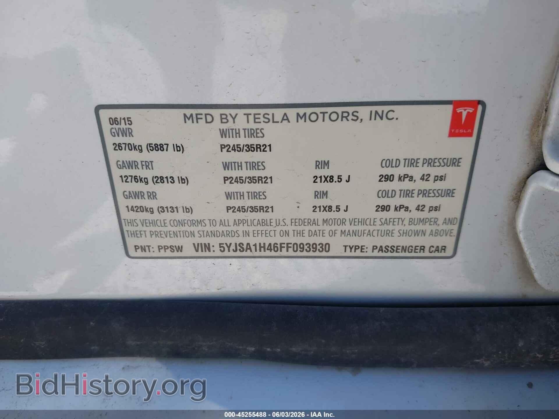 2015 TESLA MODEL S - VIN: 5YJSA1H46FF093930 - Photo 9
